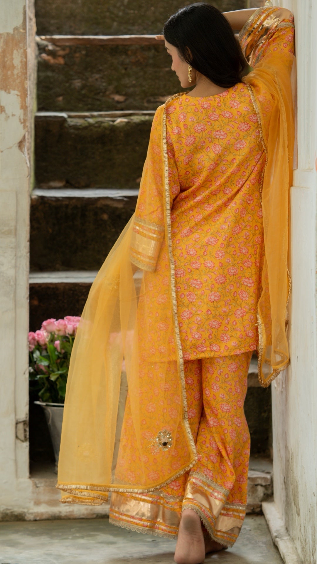 Gulbagh Gulaab Yellow Pure Silk Suit Set