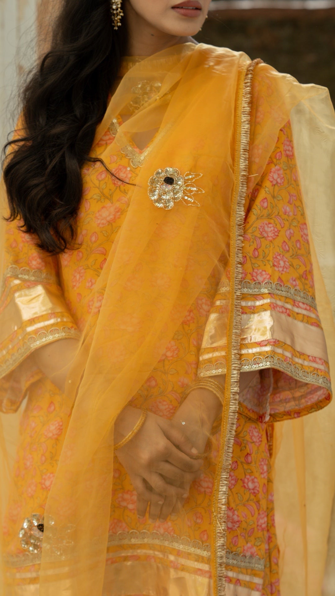 Gulbagh Gulaab Yellow Pure Silk Suit Set