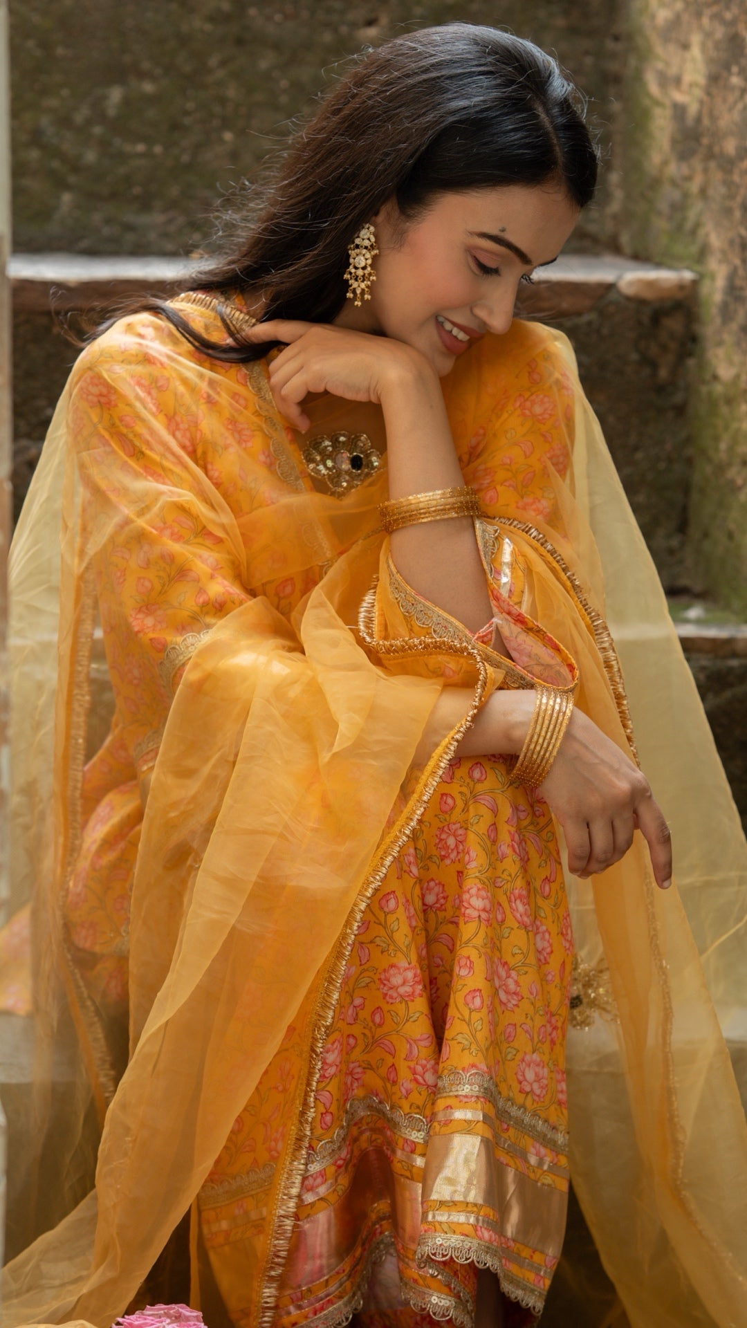 Gulbagh Gulaab Yellow Pure Silk Suit Set