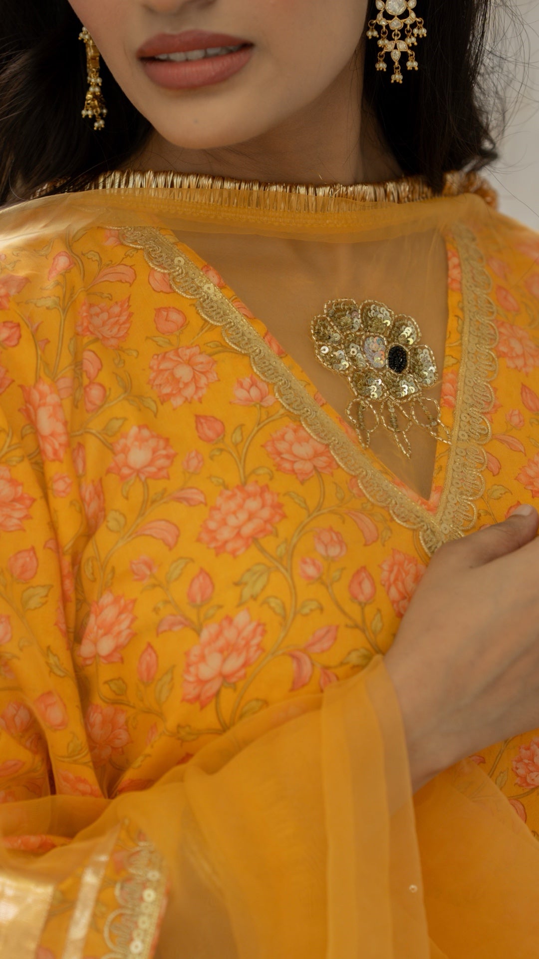 Gulbagh Gulaab Yellow Pure Silk Suit Set