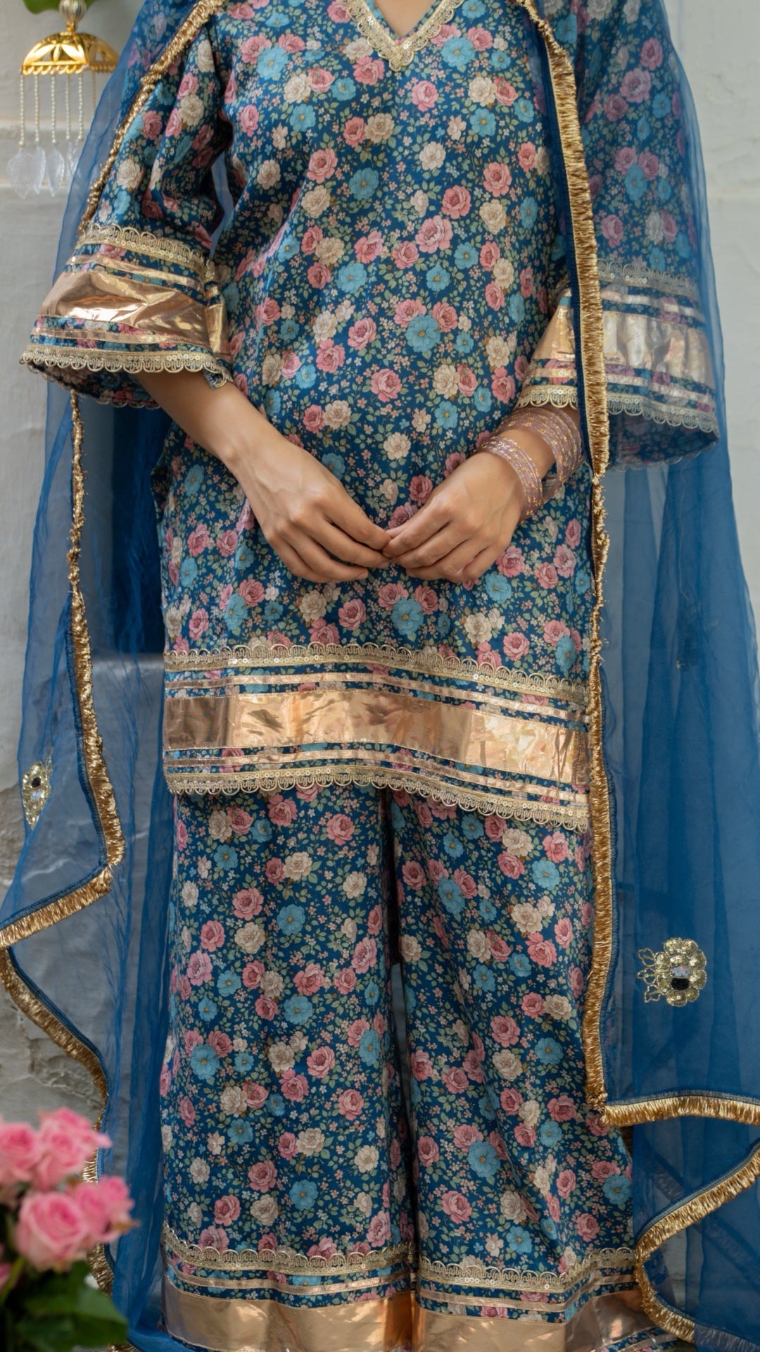 Gulbagh Gulaab Blue Pure Silk Suit Set