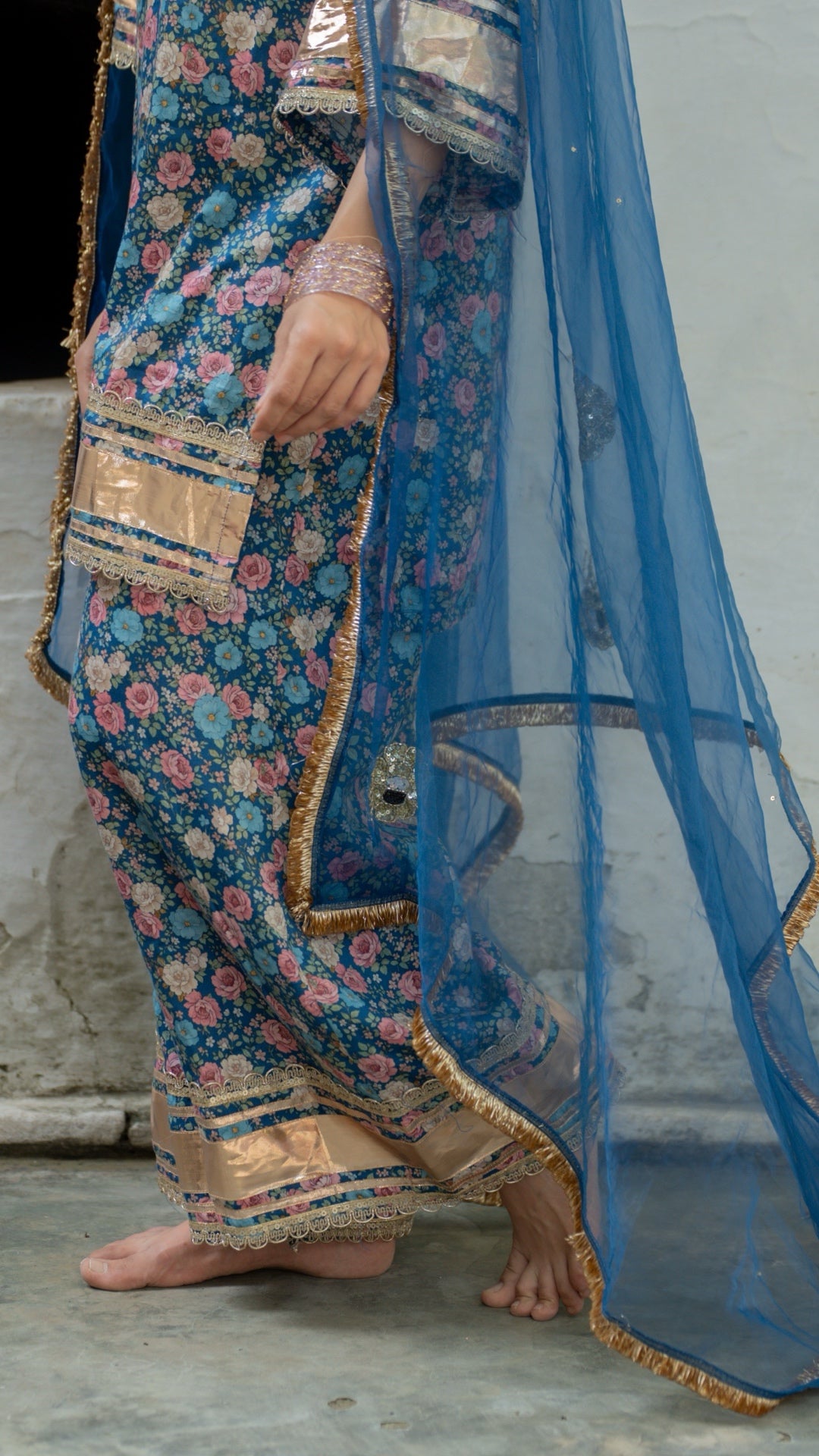 Gulbagh Gulaab Blue Pure Silk Suit Set