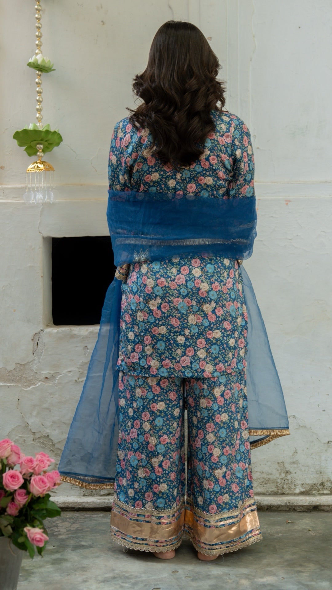 Gulbagh Gulaab Blue Pure Silk Suit Set