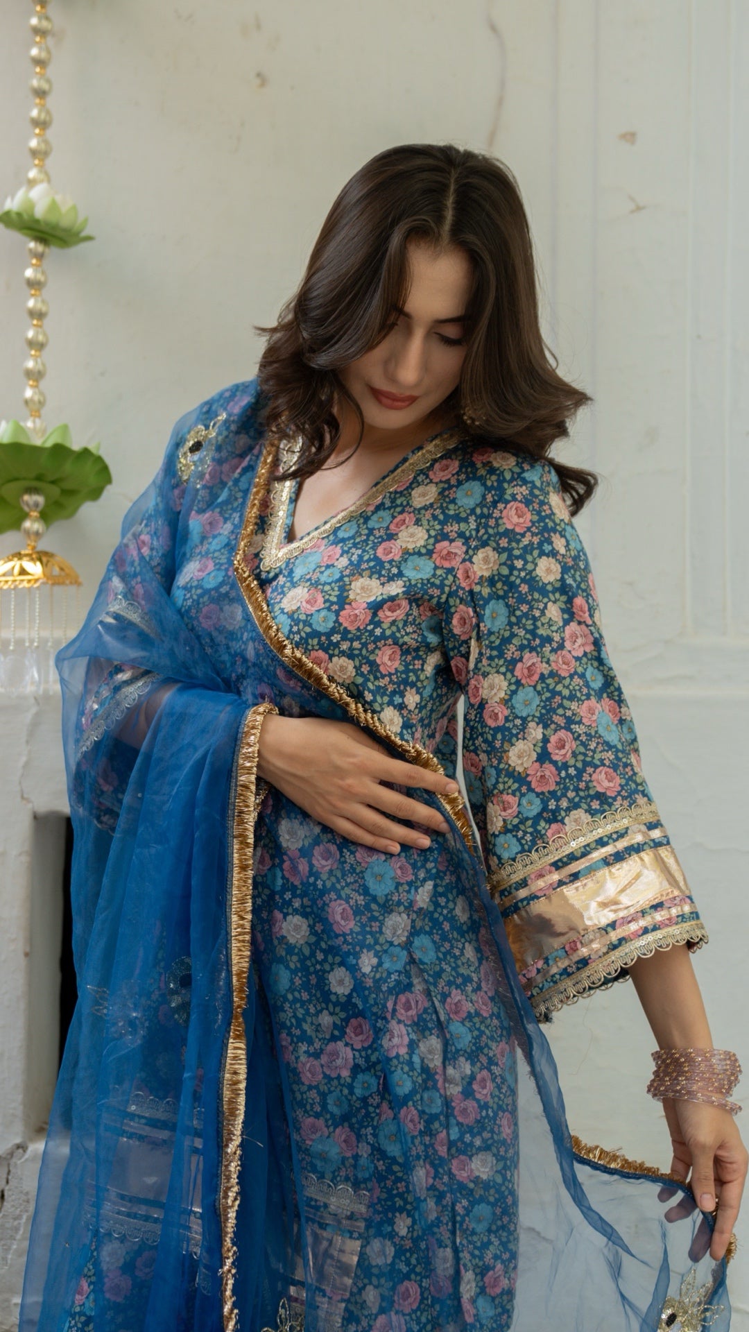Gulbagh Gulaab Blue Pure Silk Suit Set