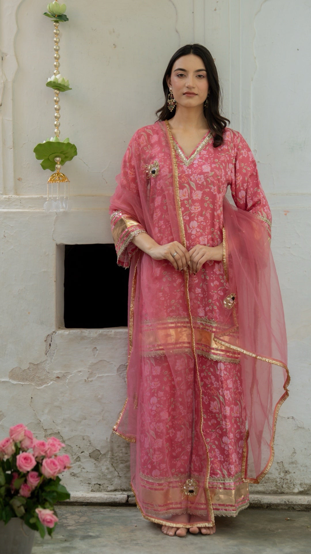 Gulbagh Gulaab Pink Pure Silk Suit Set