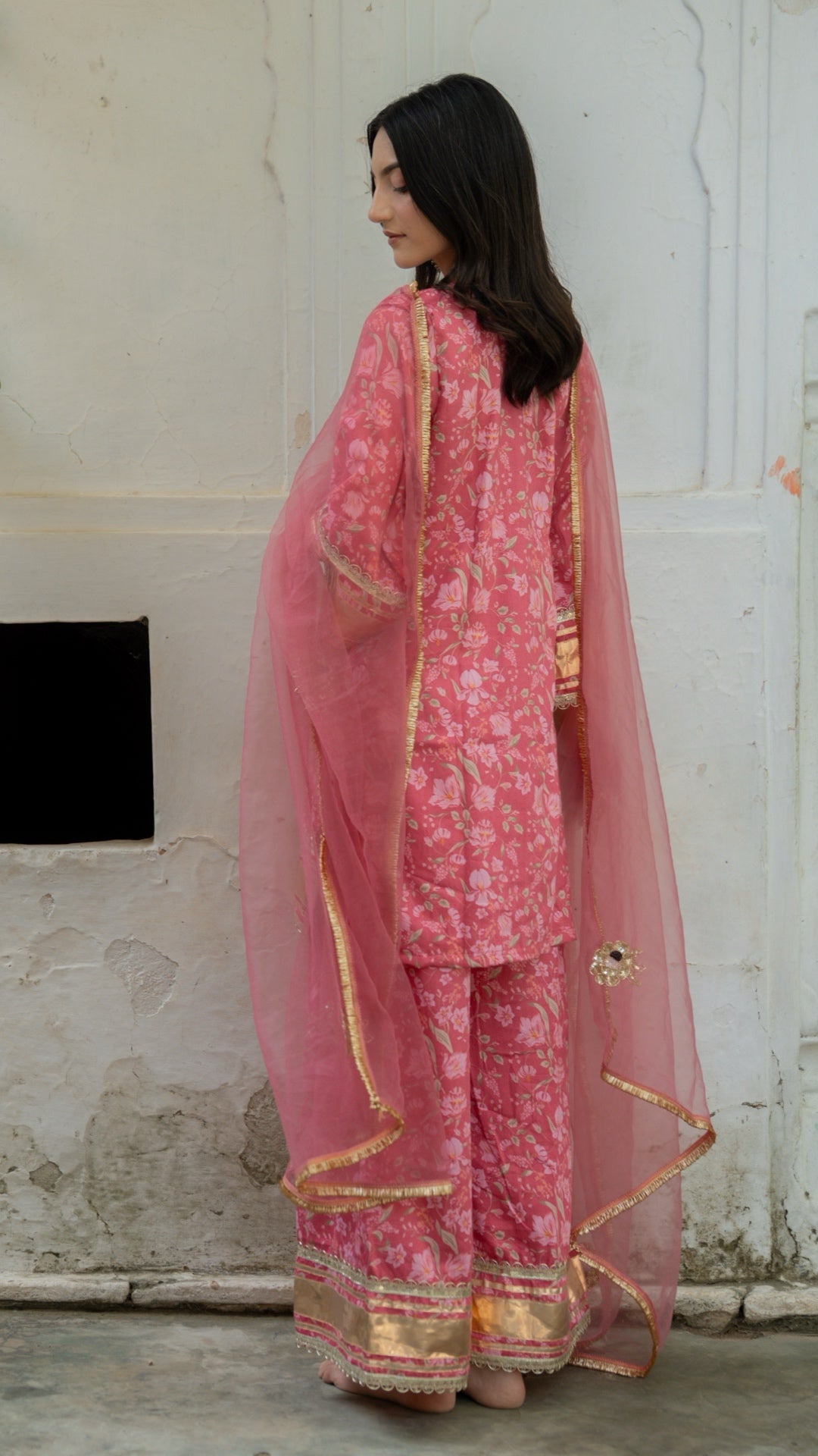 Gulbagh Gulaab Pink Pure Silk Suit Set