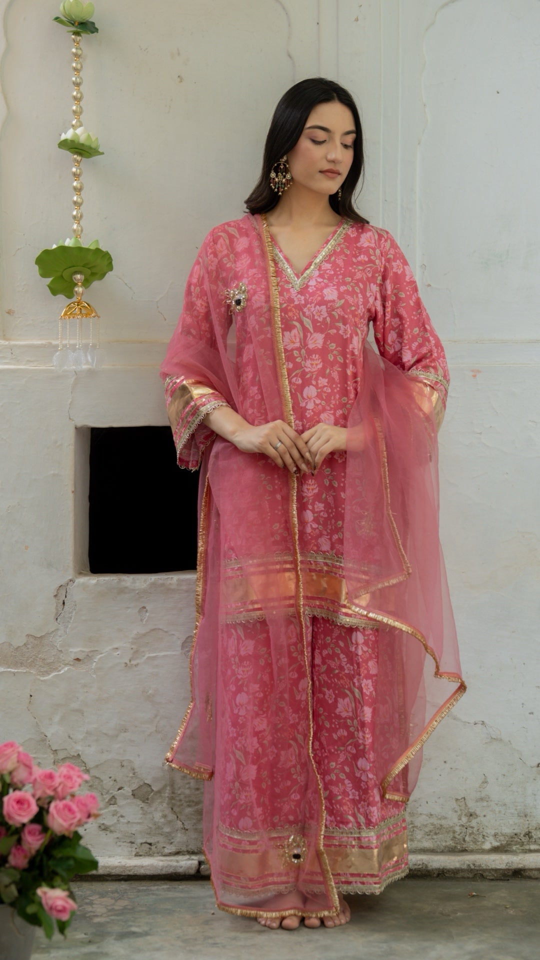 Gulbagh Gulaab Pink Pure Silk Suit Set