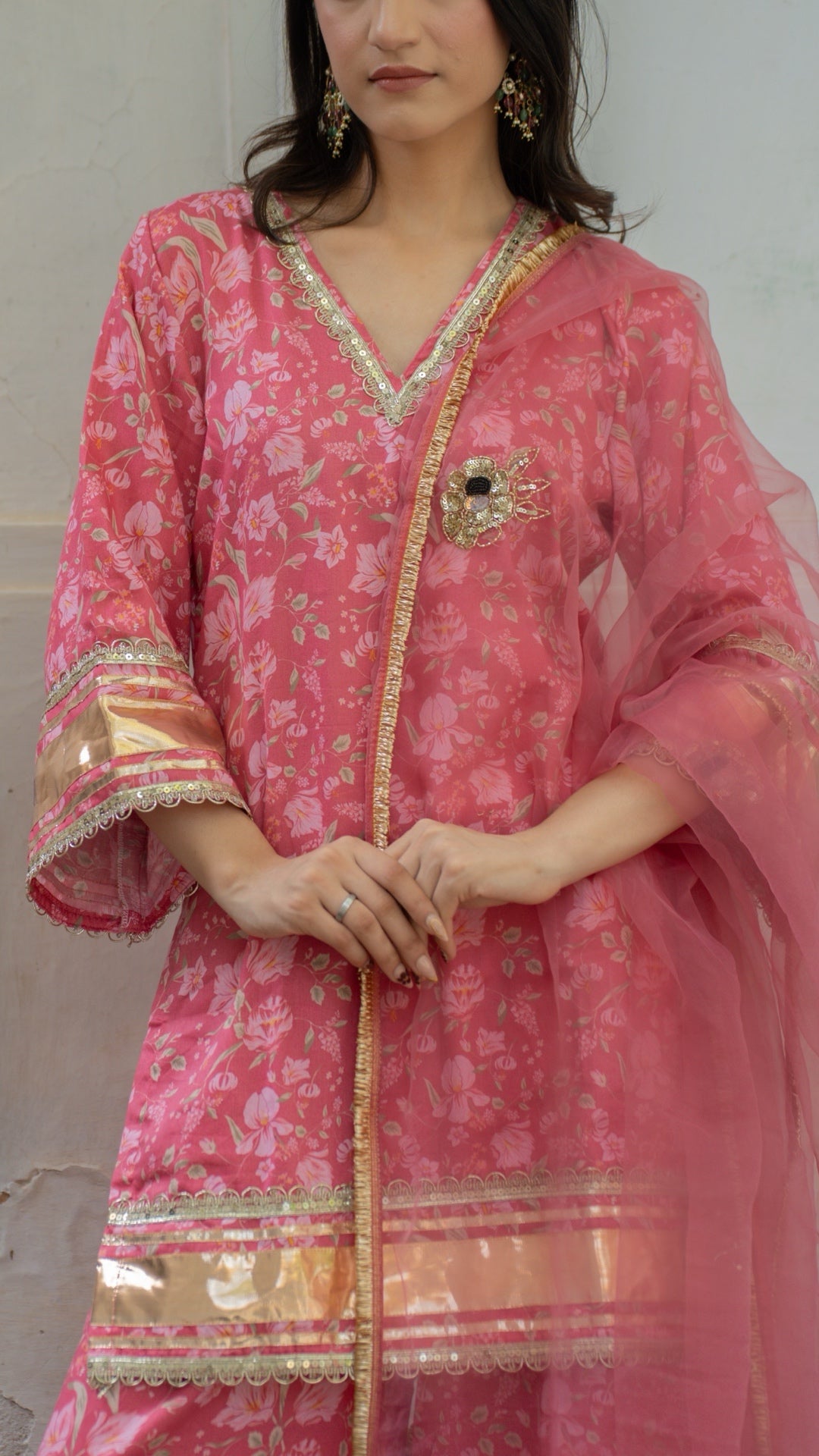 Gulbagh Gulaab Pink Pure Silk Suit Set