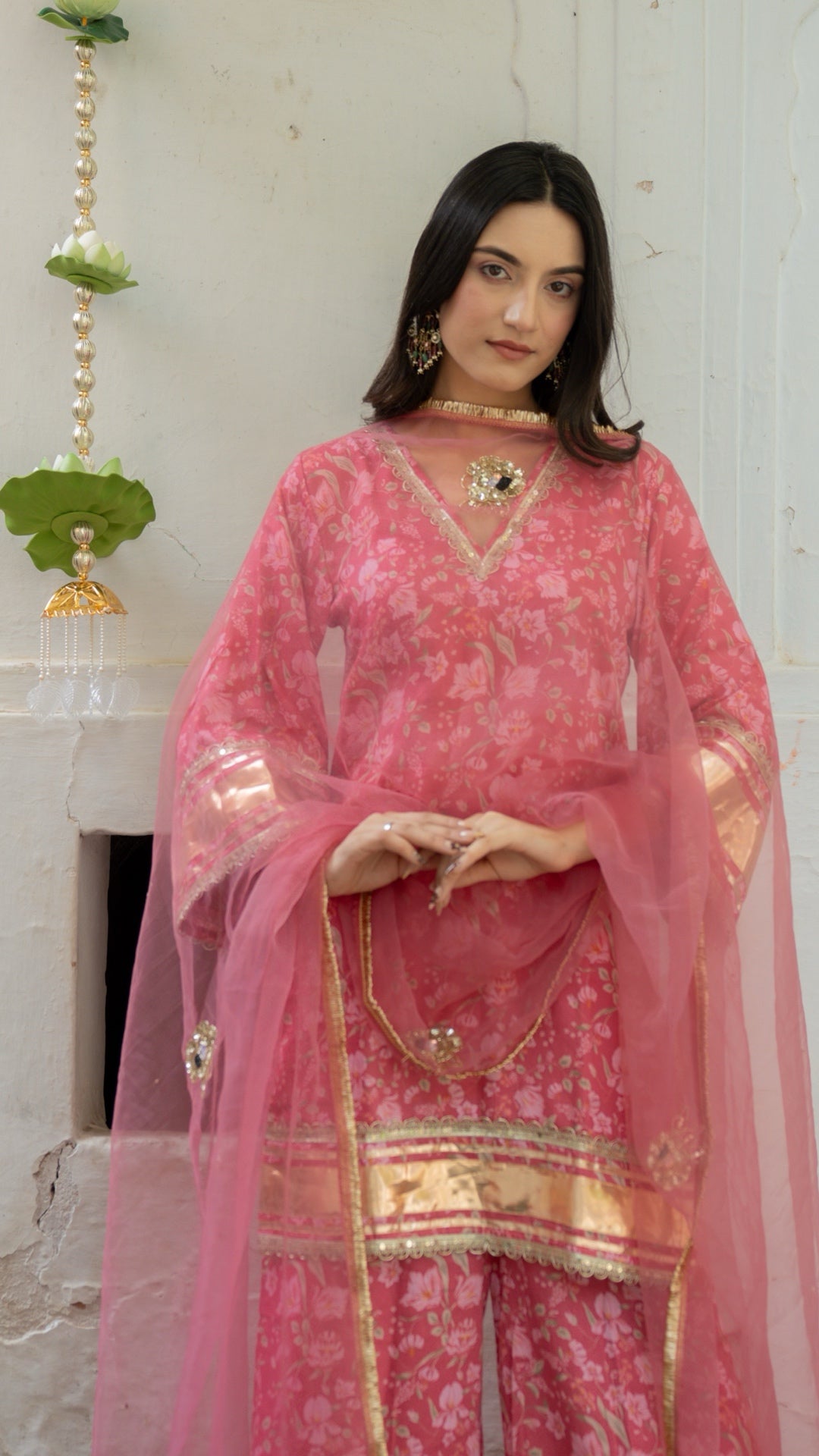 Gulbagh Gulaab Pink Pure Silk Suit Set