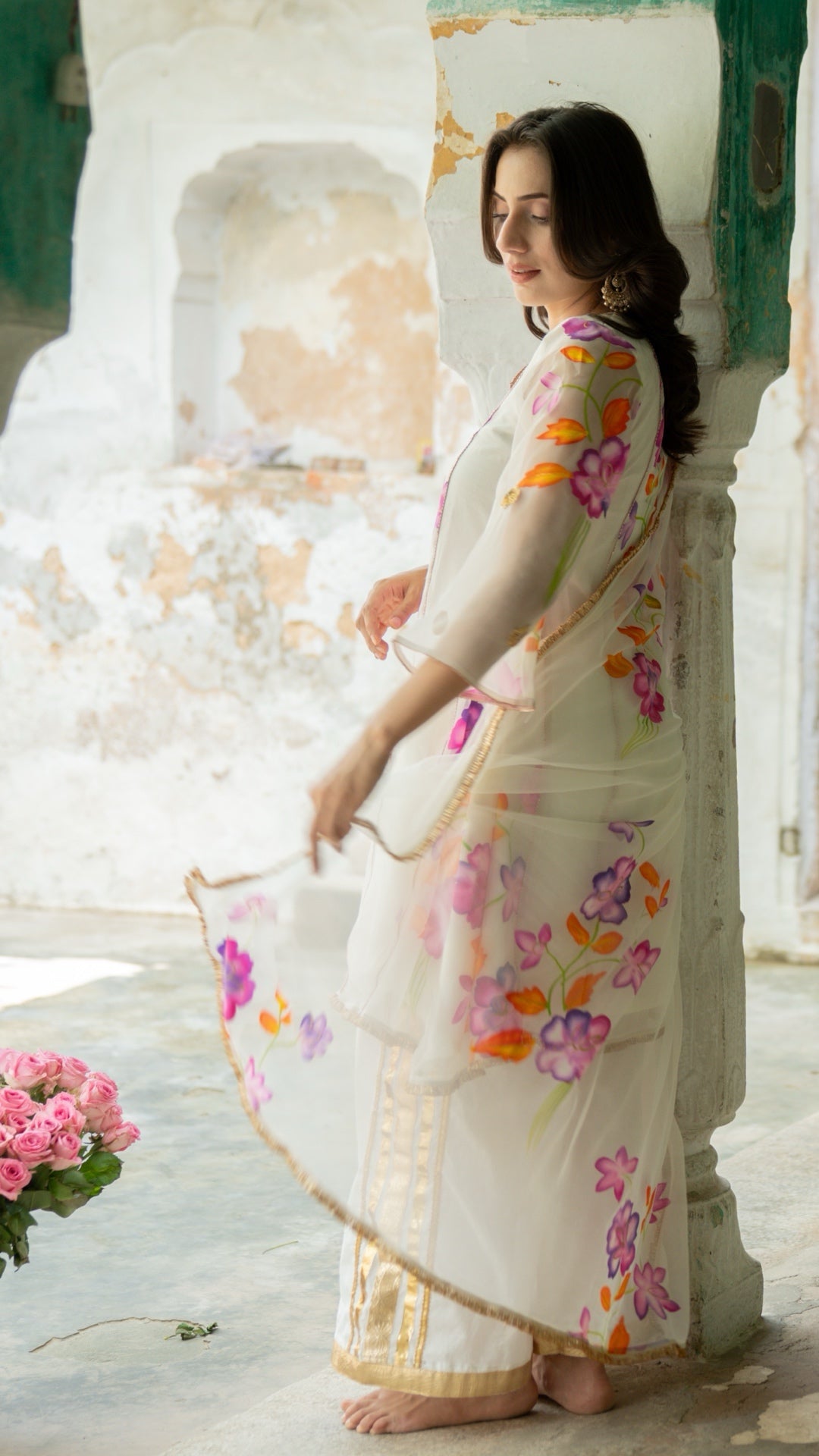 Itar White Handpainted Suit Set