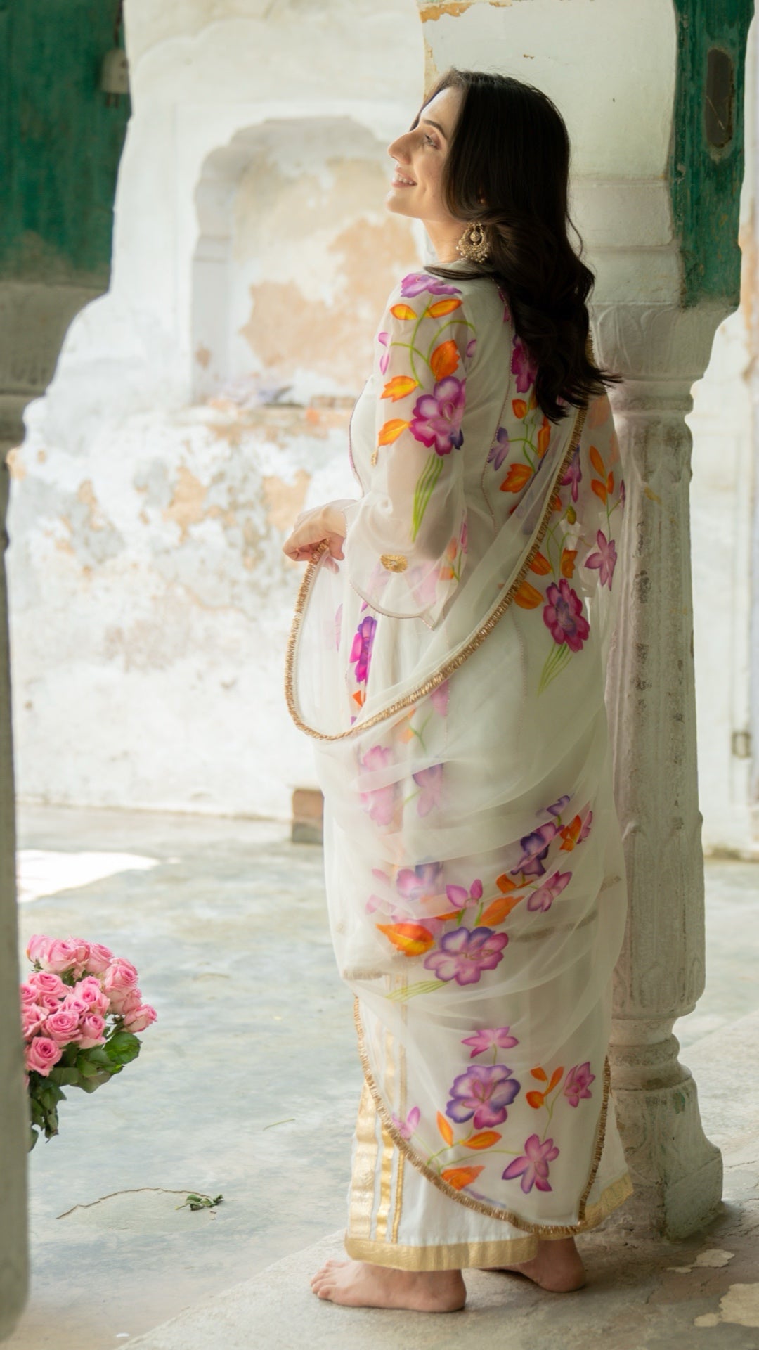 Itar White Handpainted Suit Set