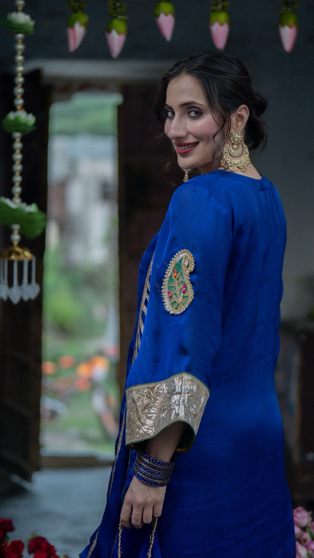 Moriyaa Royal Blue Pure Handwork Suit Set