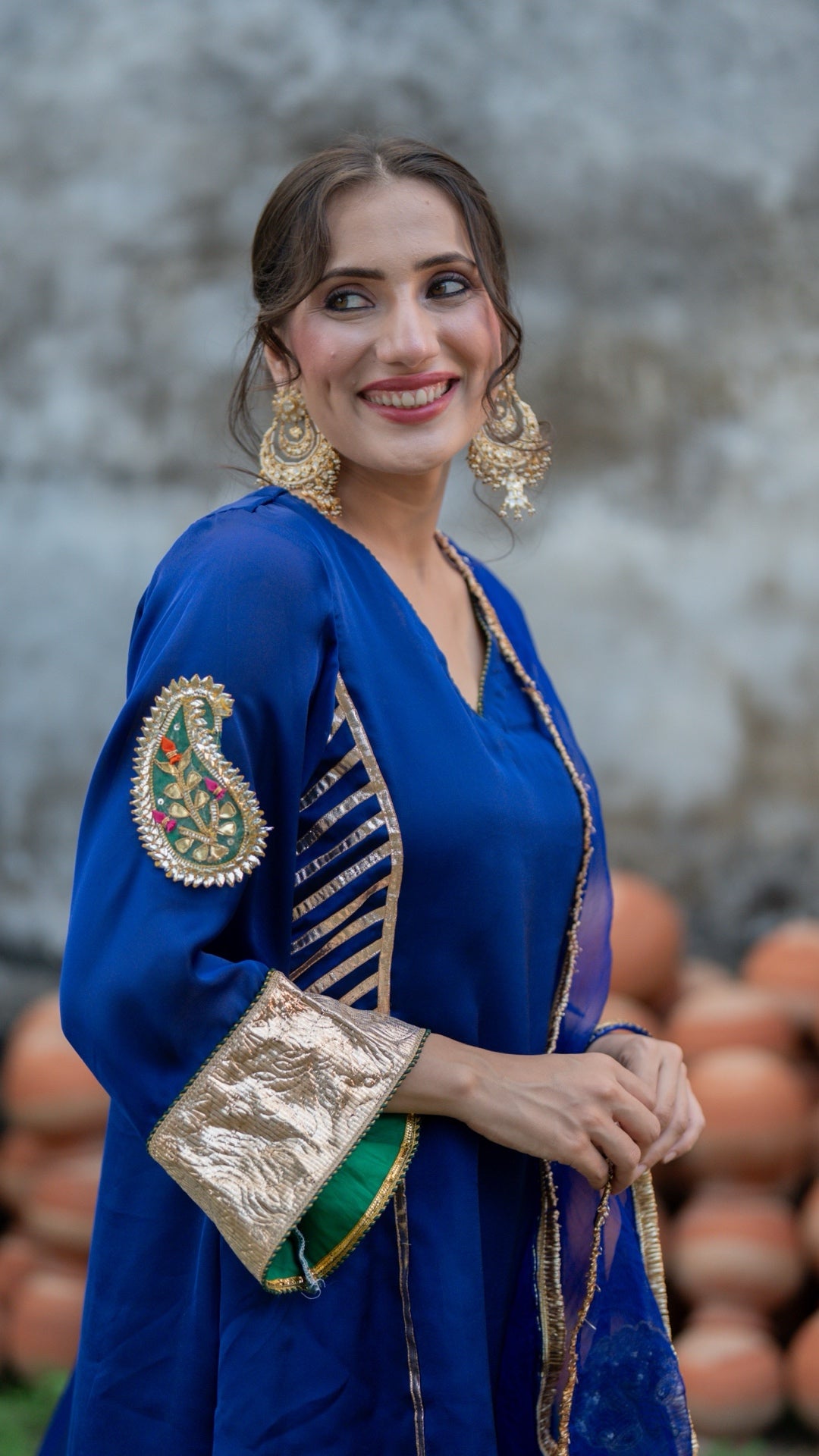 Moriyaa Royal Blue Pure Handwork Suit Set
