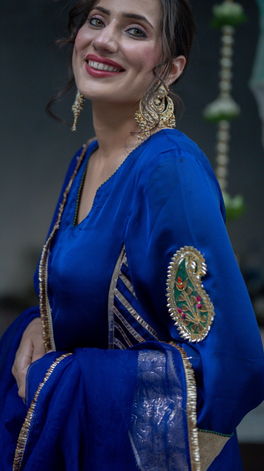 Moriyaa Royal Blue Pure Handwork Suit Set