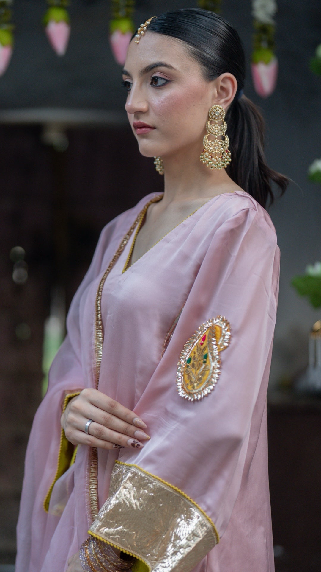 Moriyaa Pink Pearl Pure Handwork Suit Set