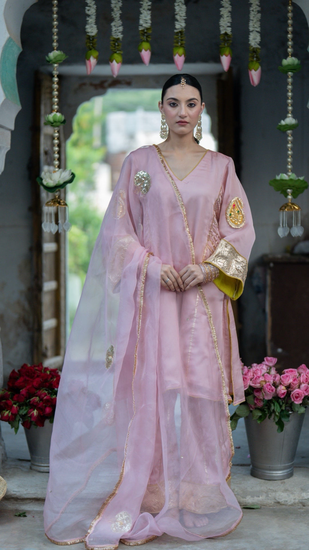 Moriyaa Pink Pearl Pure Handwork Suit Set