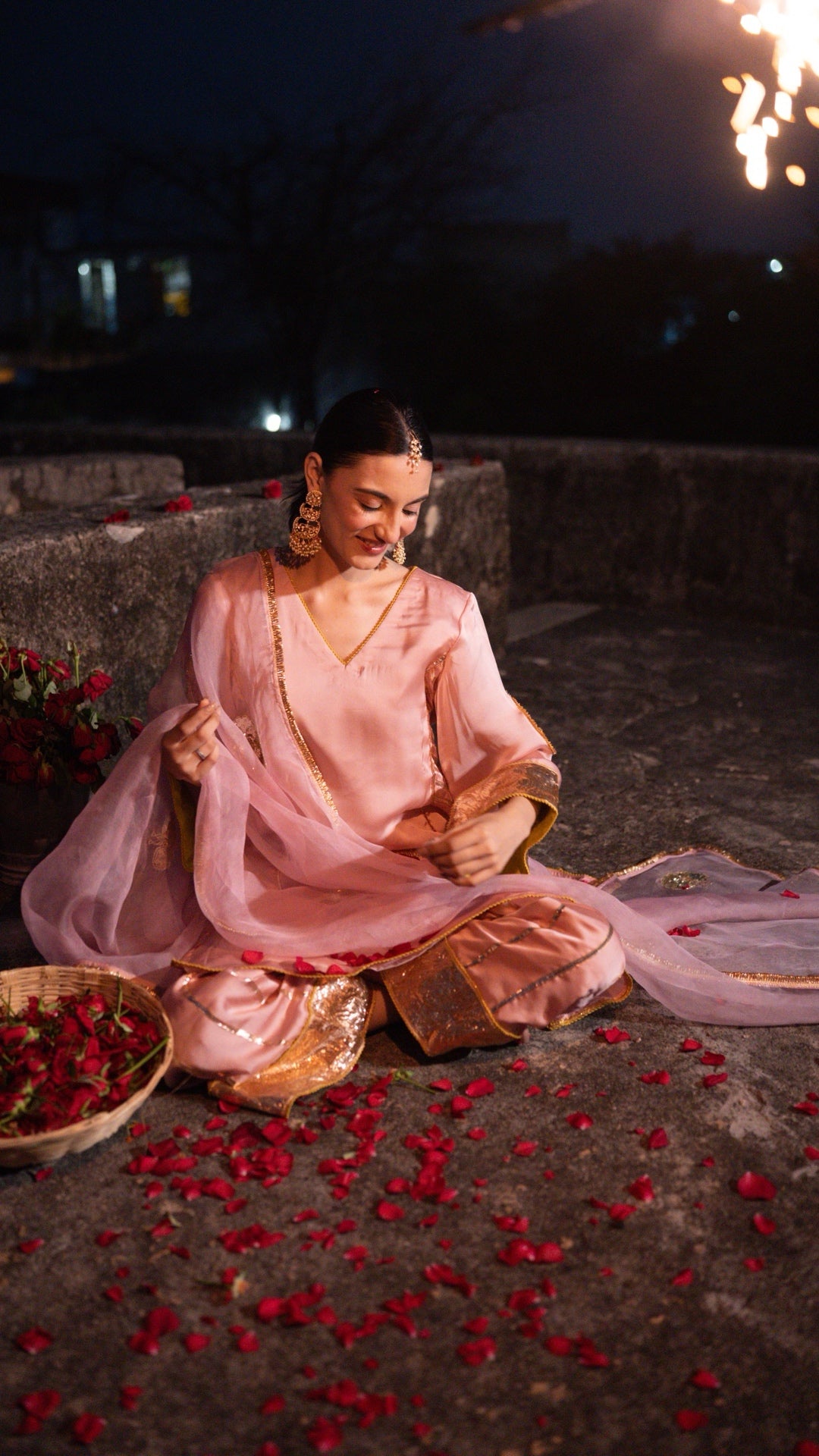 Moriyaa Pink Pearl Pure Handwork Suit Set