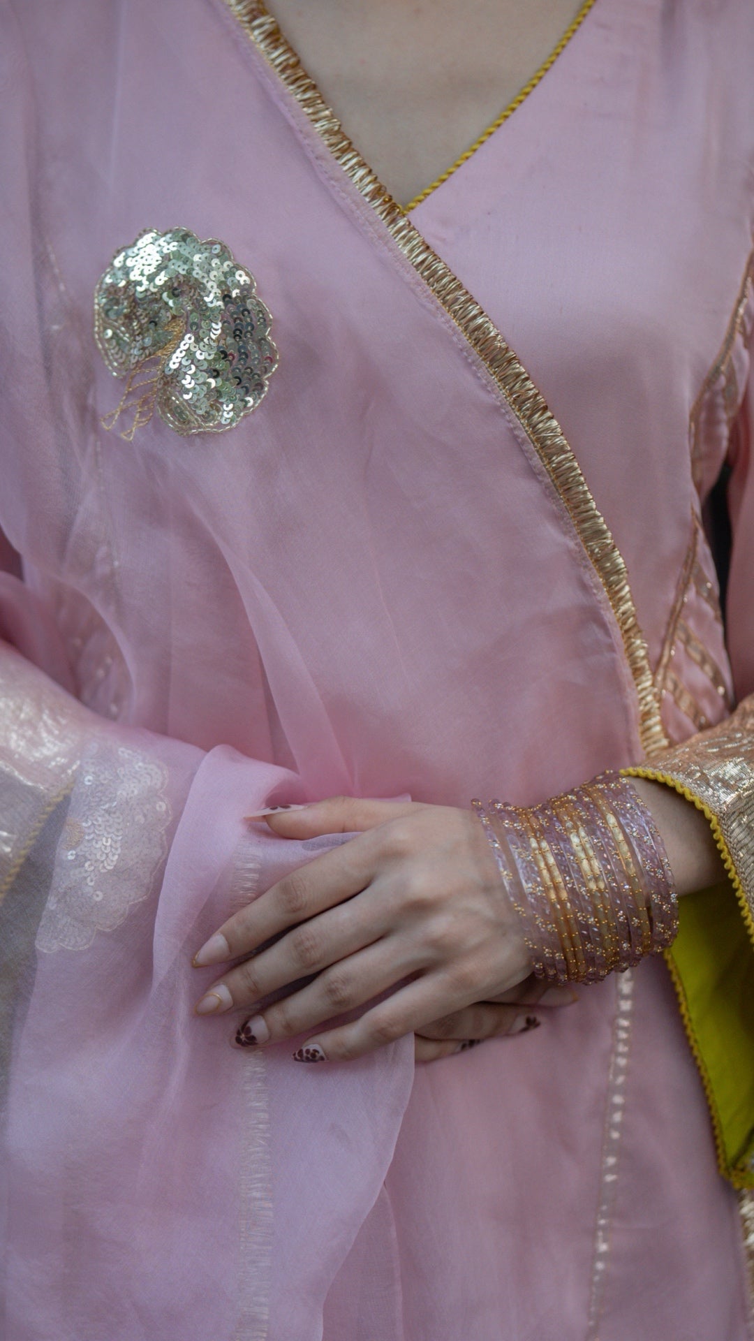 Moriyaa Pink Pearl Pure Handwork Suit Set