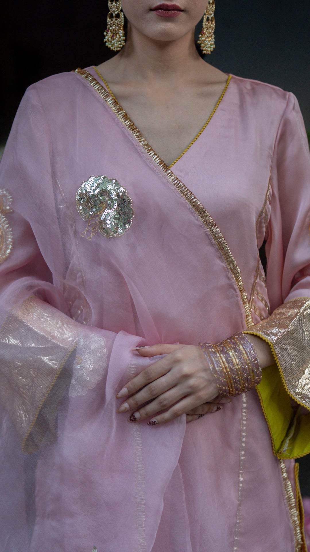 Moriyaa Pink Pearl Pure Handwork Suit Set