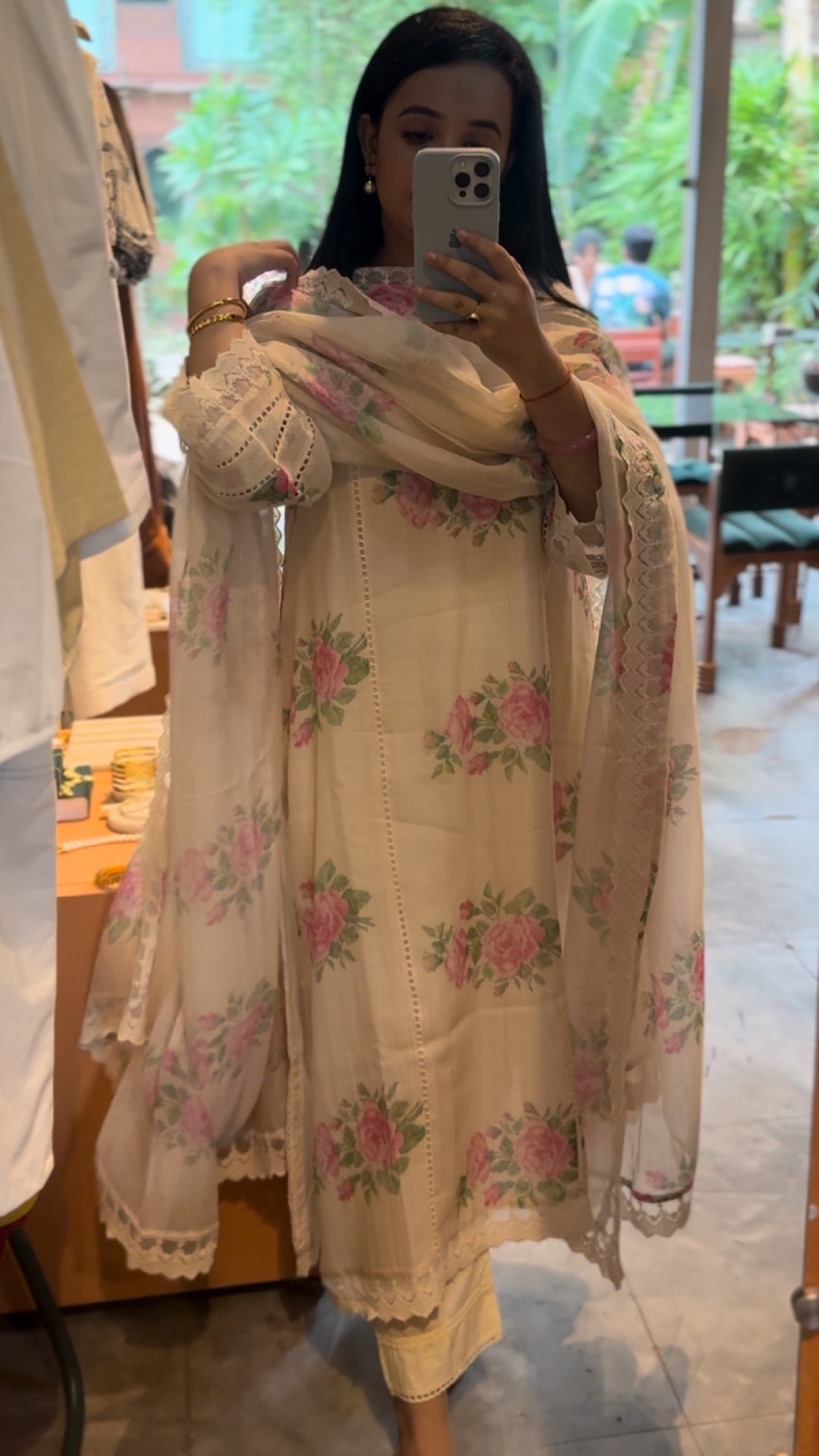 Bourbon Rose Pure Mulmul Chanderi Suit Set
