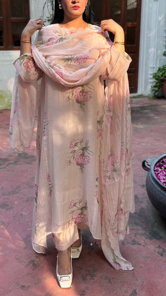 Winthrop Rose Pure Mulmul Chanderi Suit Set