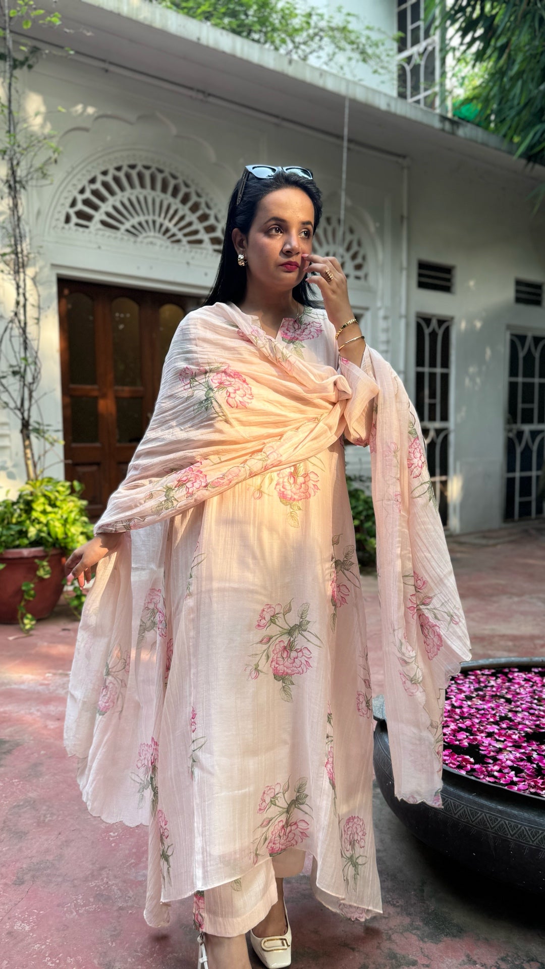 Winthrop Rose Pure Mulmul Chanderi Suit Set