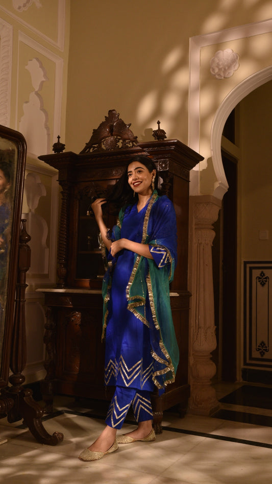 Grace Blue & Green Shaded Suit Set