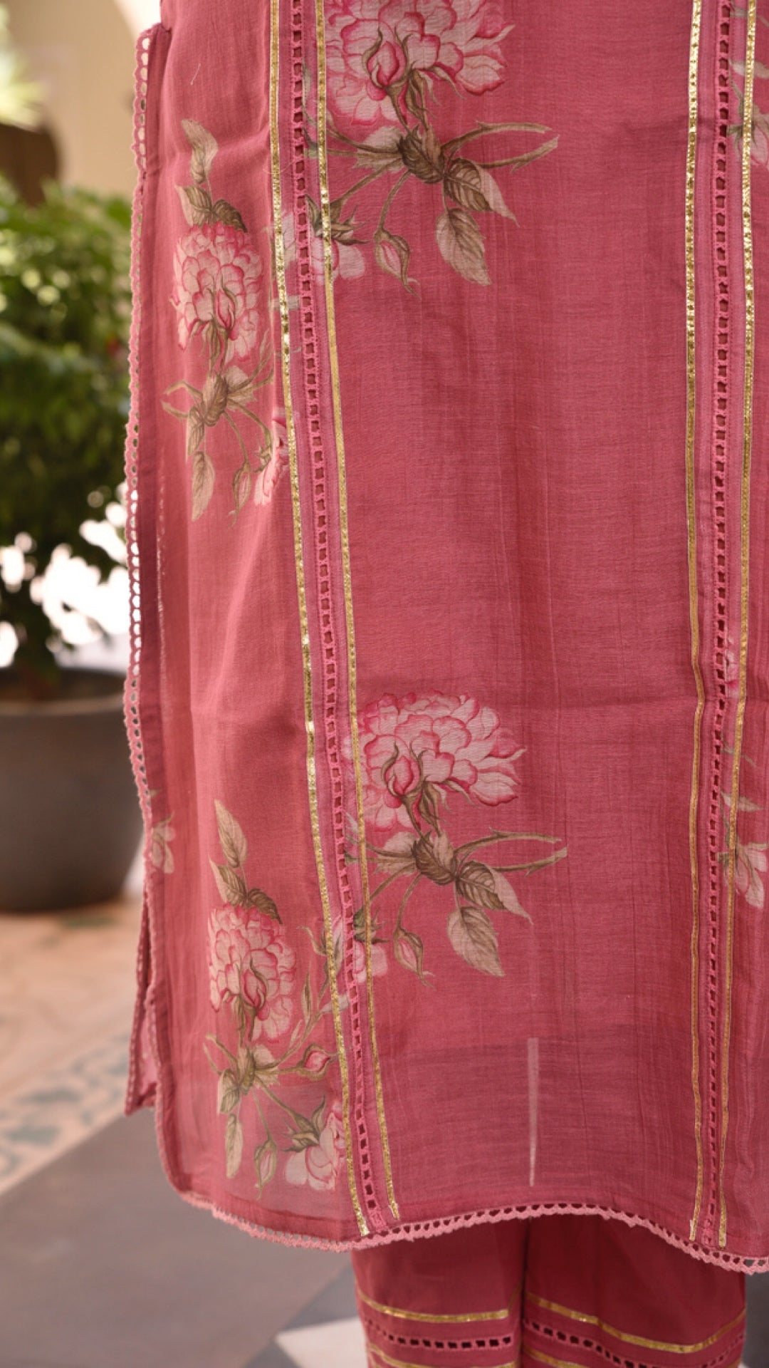 Suhana Pink Pure Mulmul Chanderi Suit Set