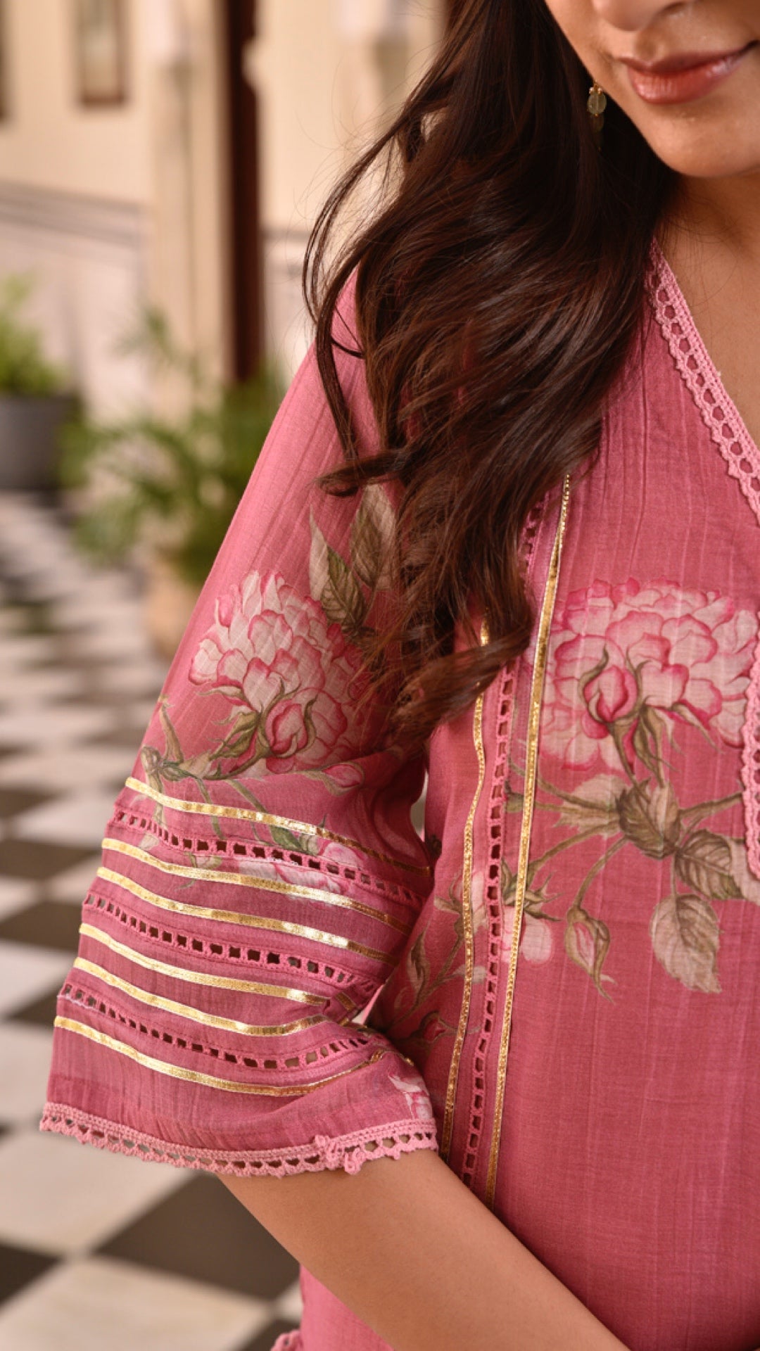 Suhana Pink Pure Mulmul Chanderi Suit Set