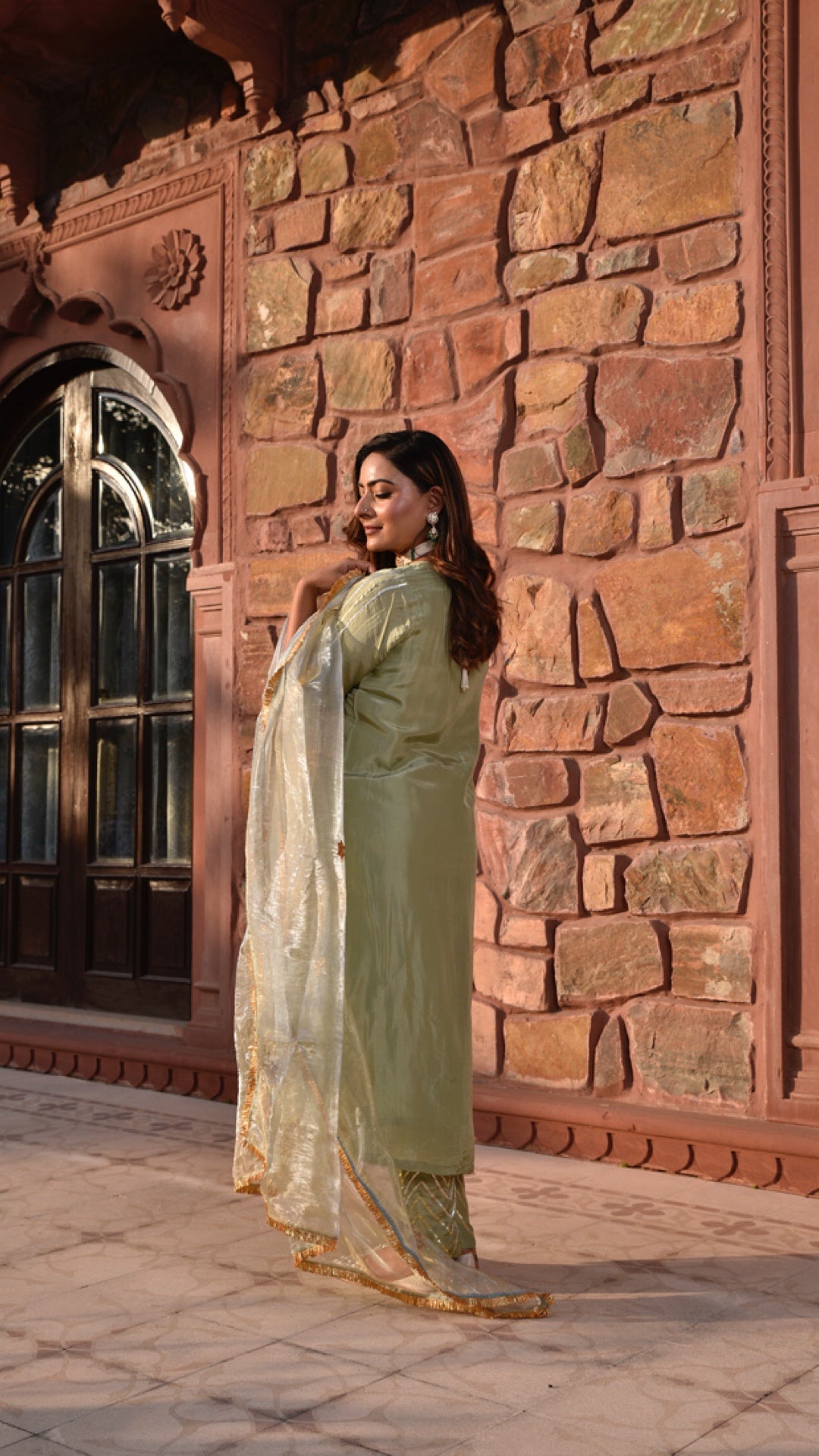 Jharonka Mint Tissue Silk Suit Set