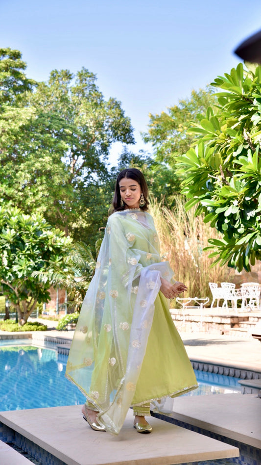 Tahira Tea With Blue Suit Set