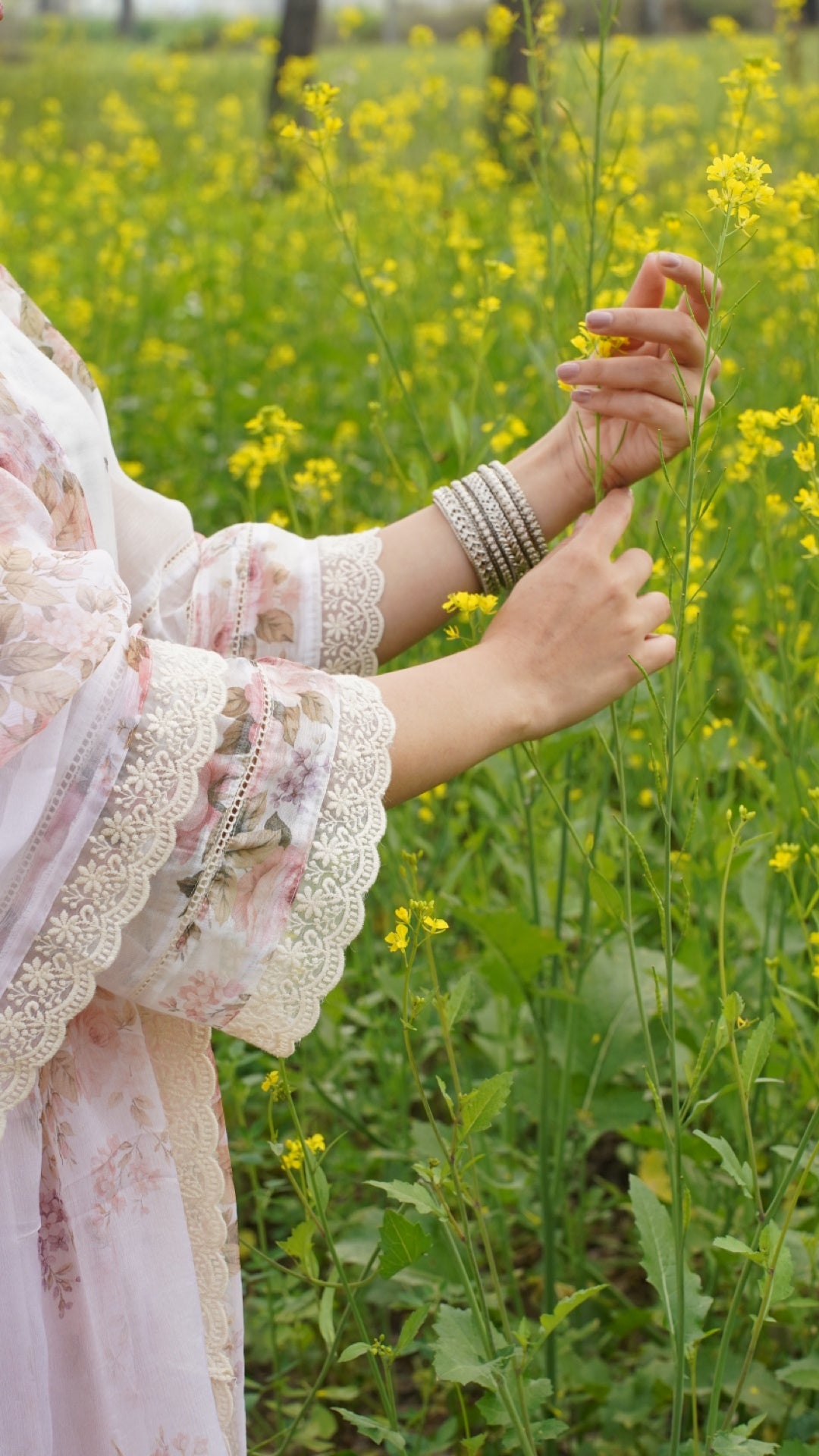 Indra Pure Ivory Chiffon Suit Set