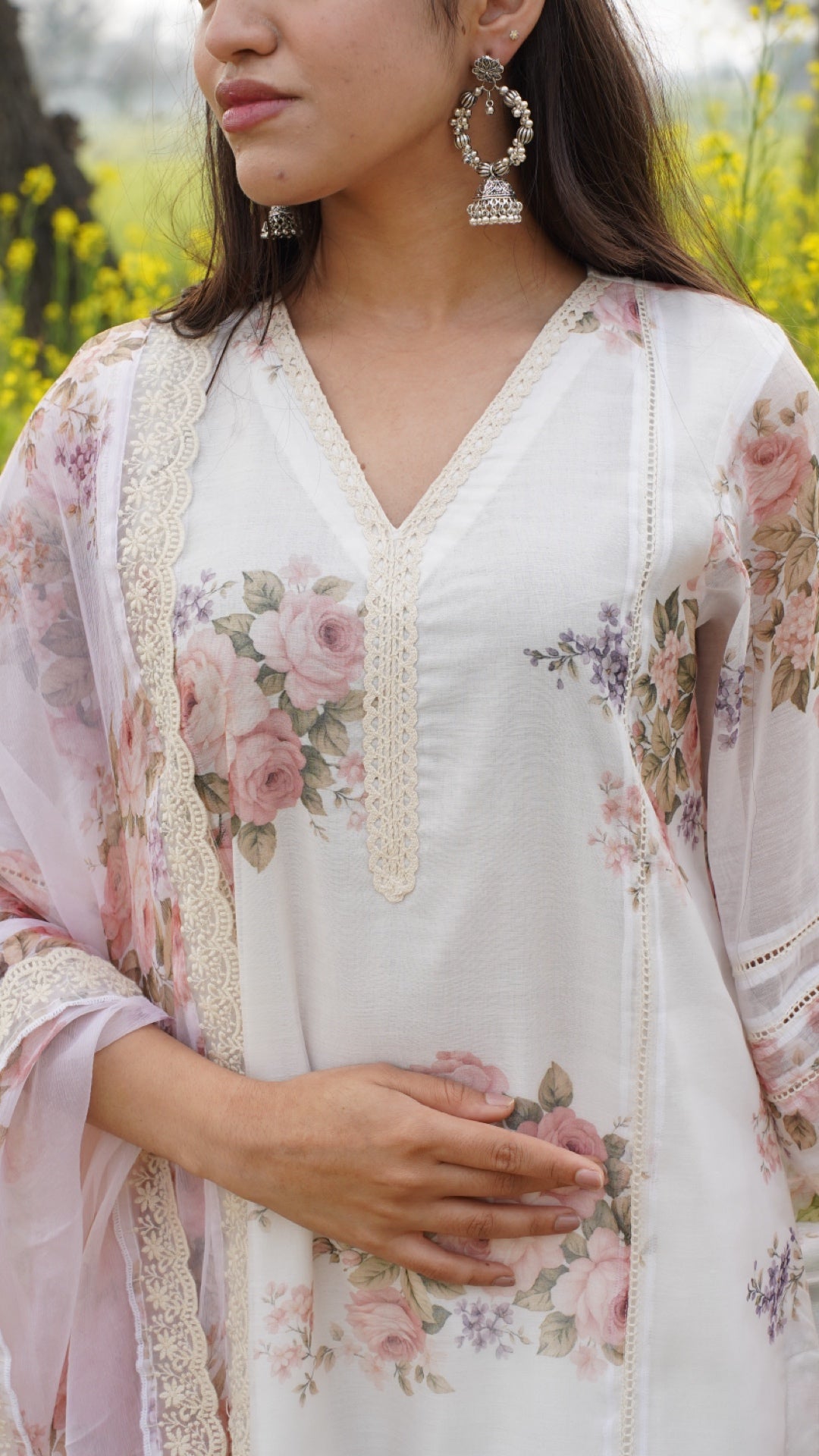 Indra Pure Ivory Chiffon Suit Set