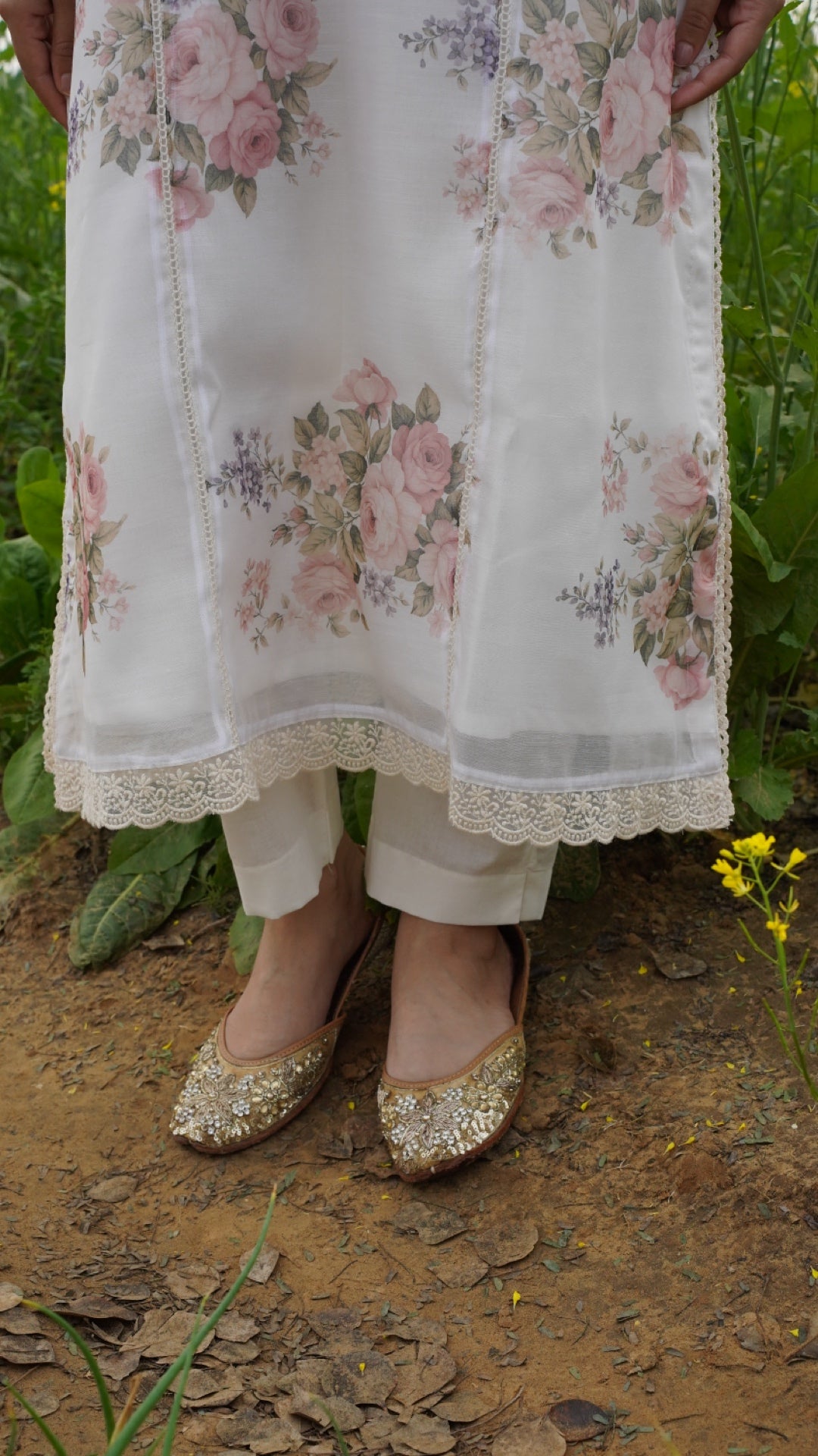 Indra Pure Ivory Chiffon Suit Set