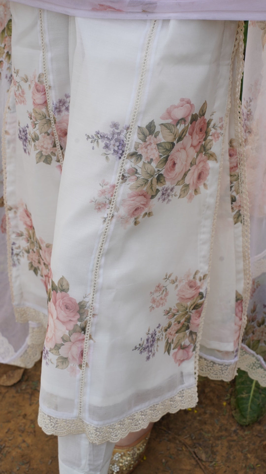 Indra Pure Ivory Chiffon Suit Set