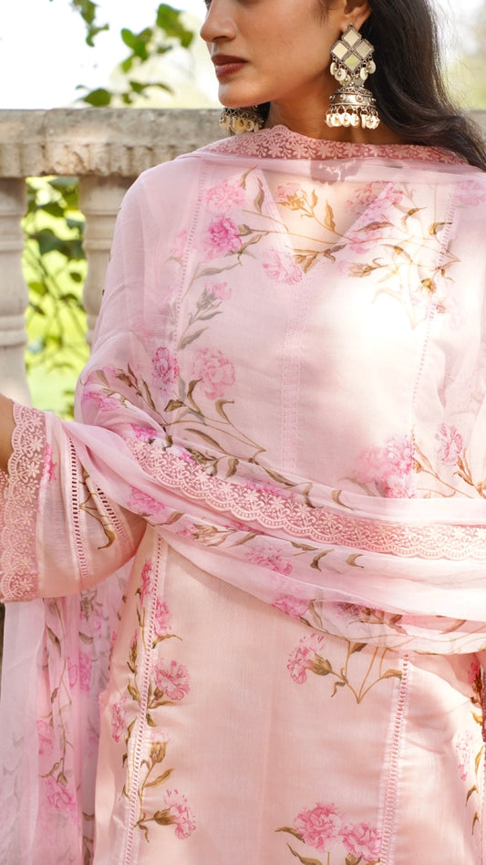 Veera Pure Baby Pink Chiffon Suit Set