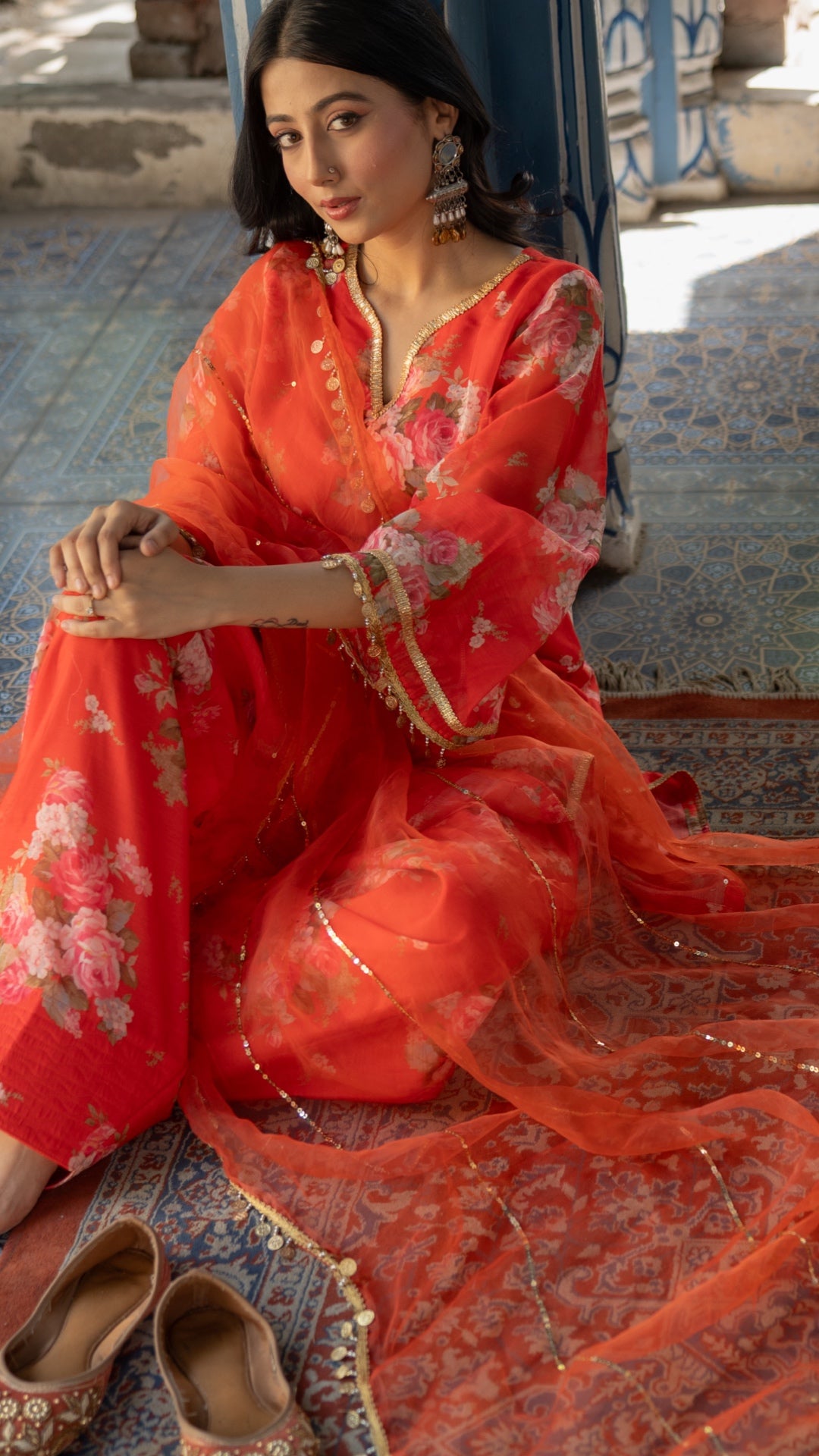 Coral Sitara Chanderi Suit Set