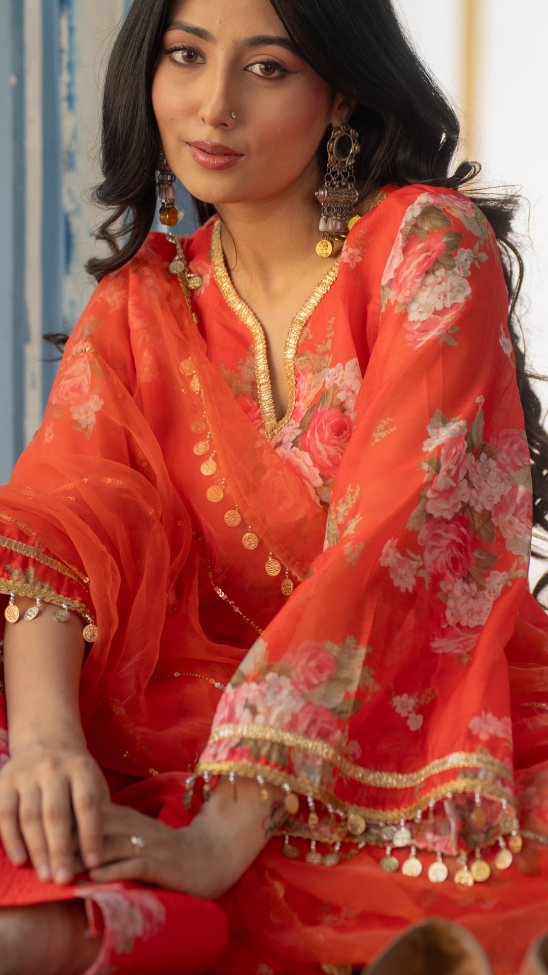 Coral Sitara Chanderi Suit Set
