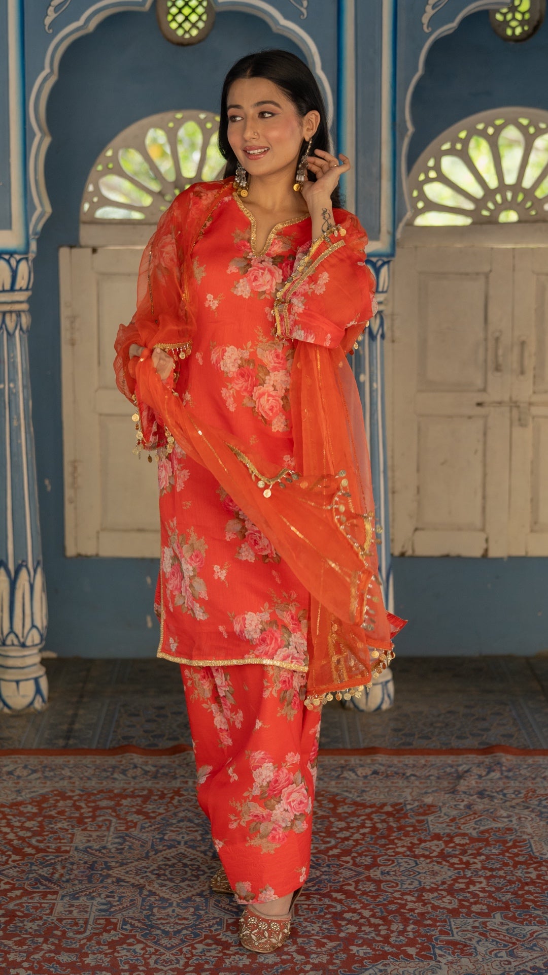 Coral Sitara Chanderi Suit Set