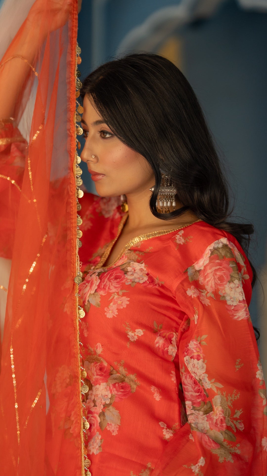 Coral Sitara Chanderi Suit Set