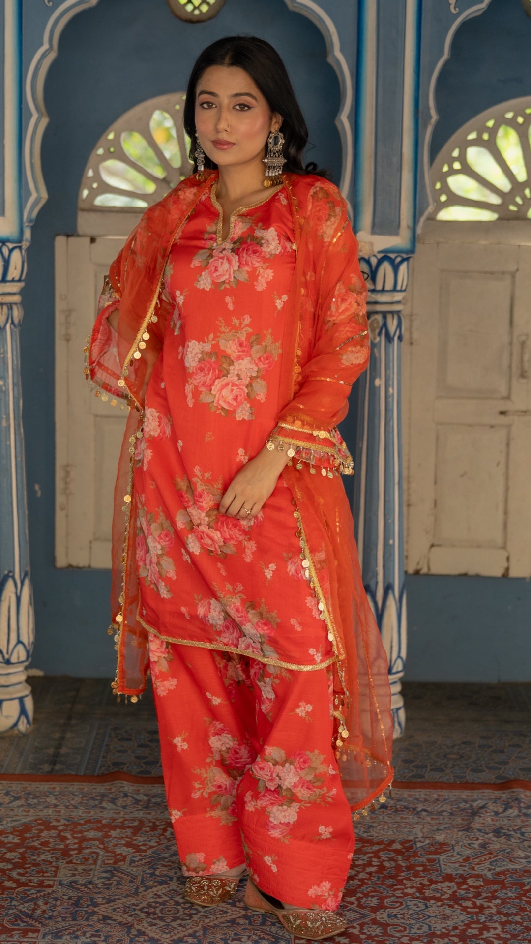 Coral Sitara Chanderi Suit Set