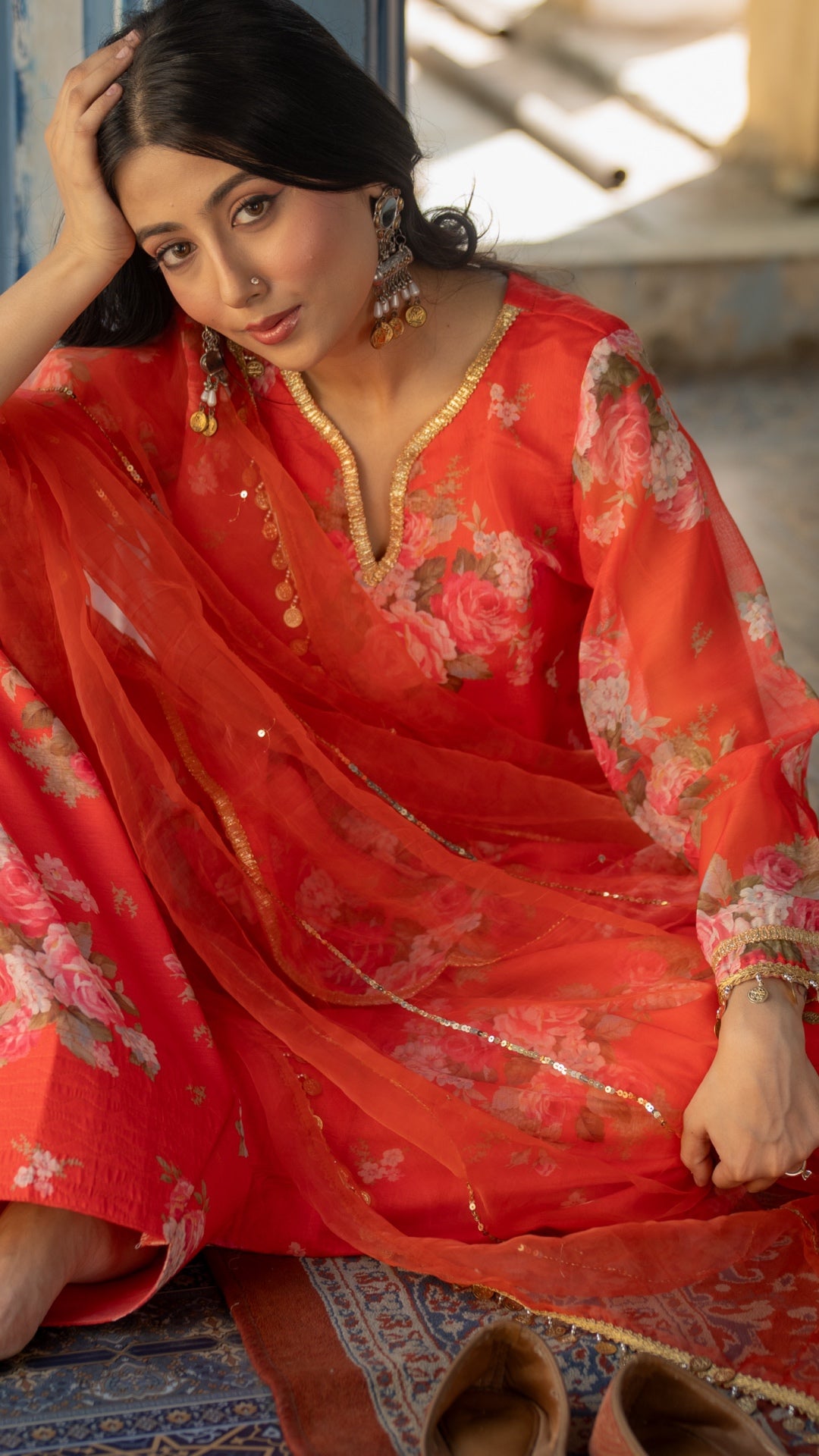 Coral Sitara Chanderi Suit Set