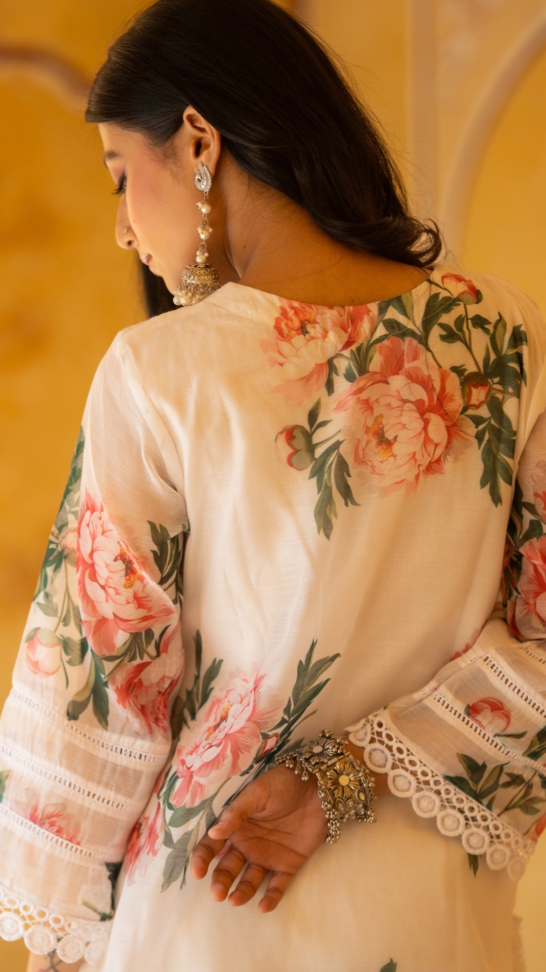 Sufi Pure White Chiffon Suit Set