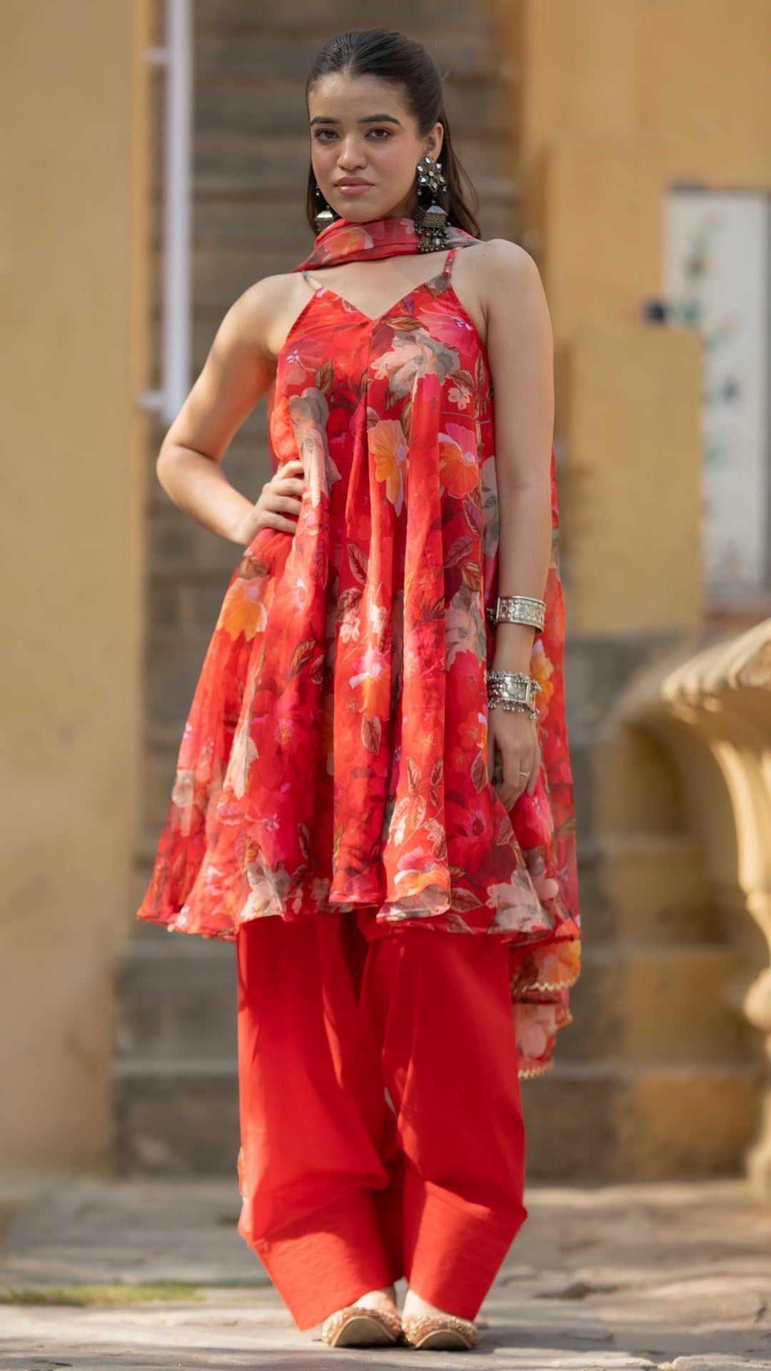 Bright Red Farshi Suit Set