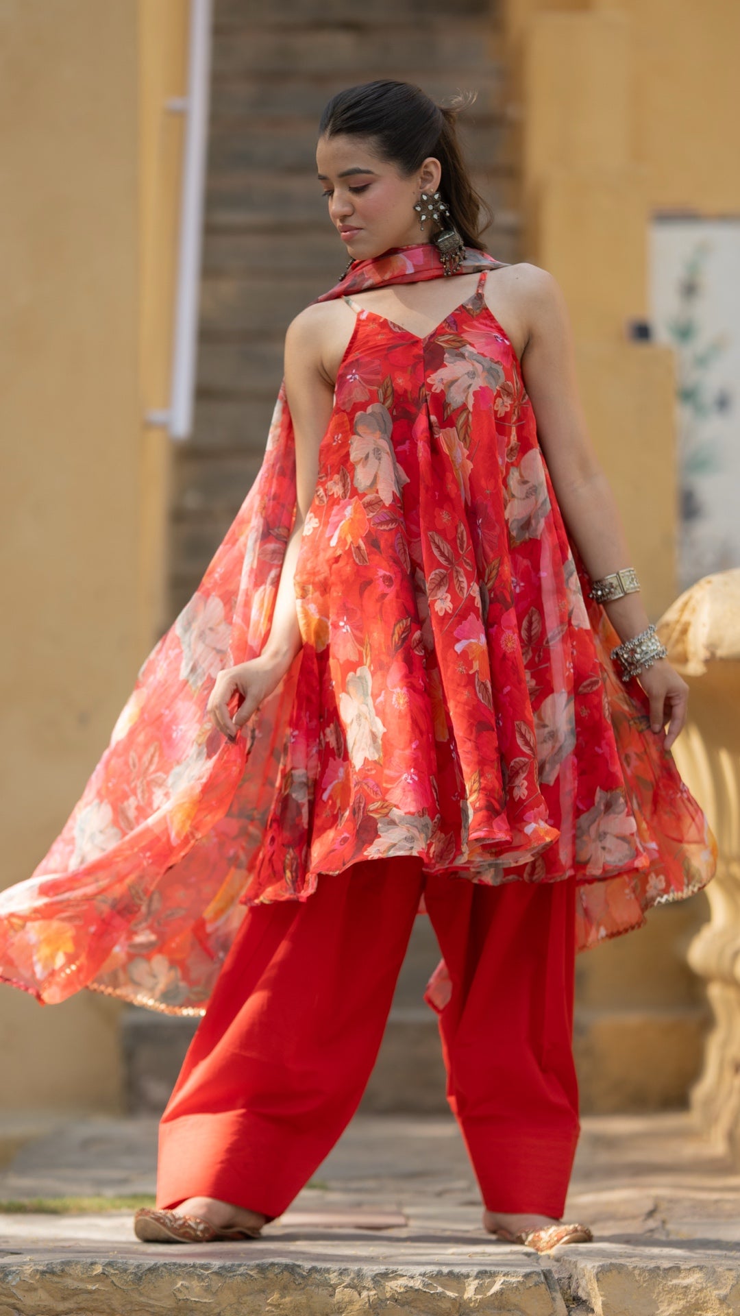 Bright Red Farshi Suit Set