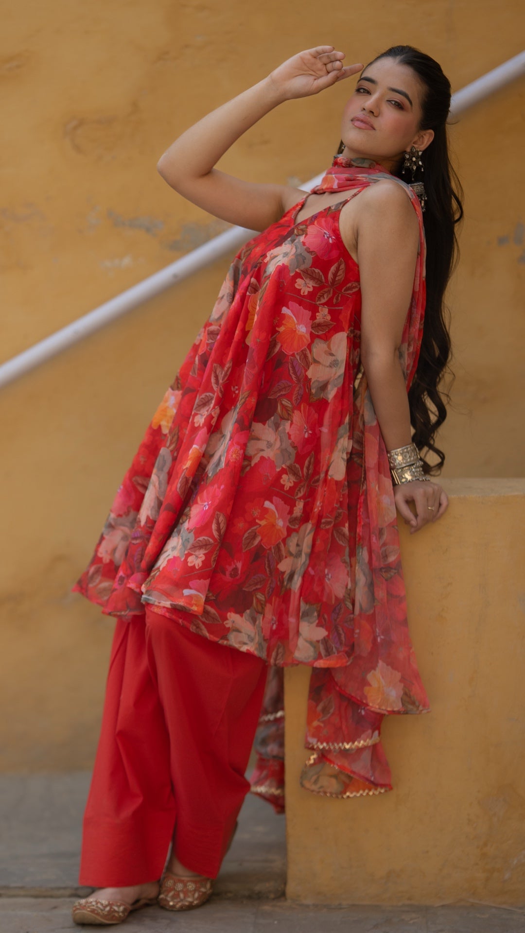 Bright Red Farshi Suit Set