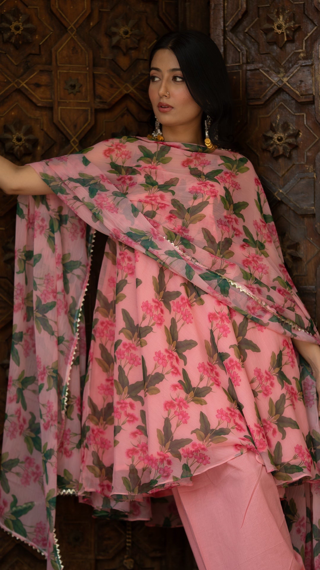 Pink Leaf Farshi Suit Set
