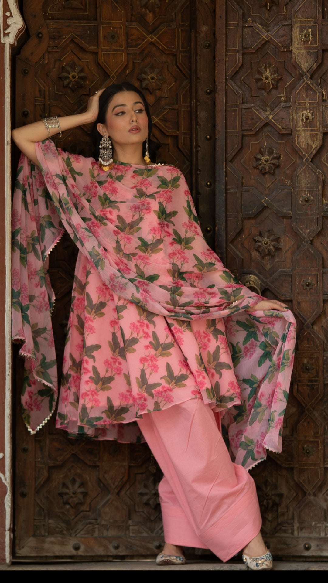 Pink Leaf Farshi Suit Set