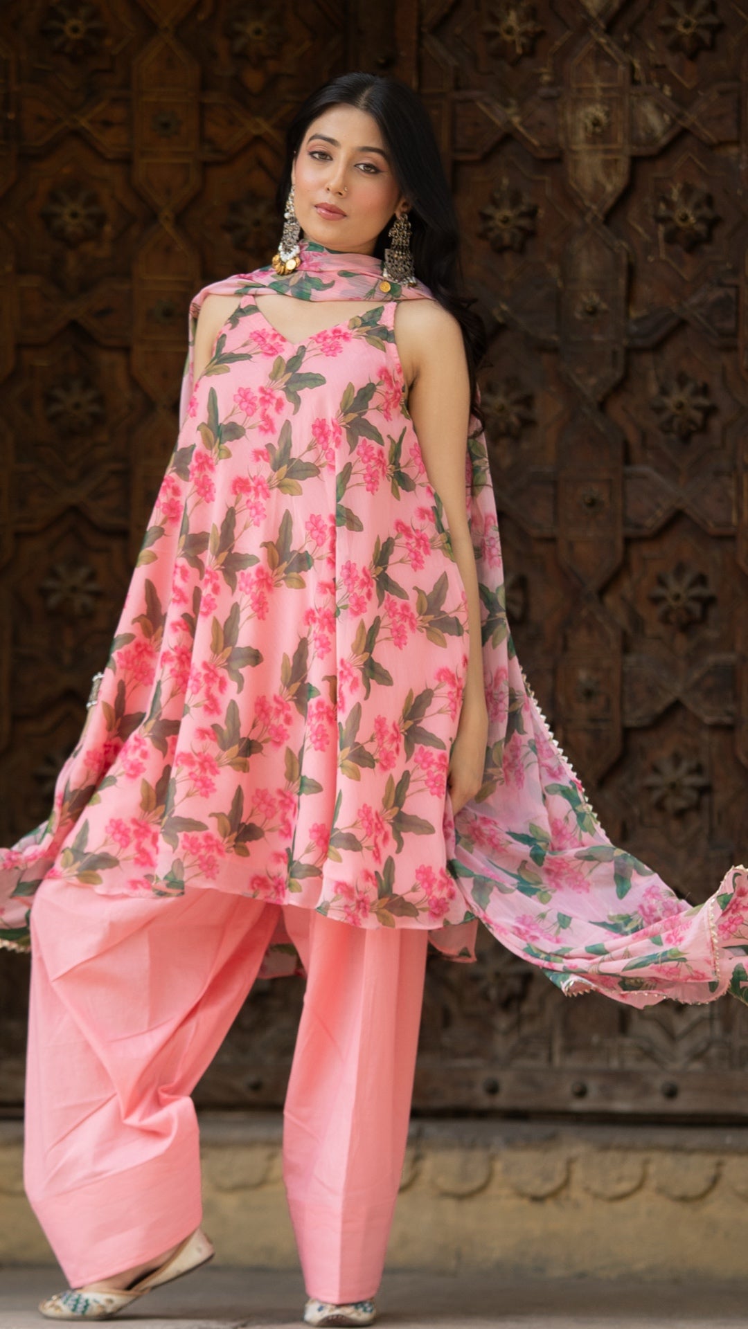 Pink Leaf Farshi Suit Set