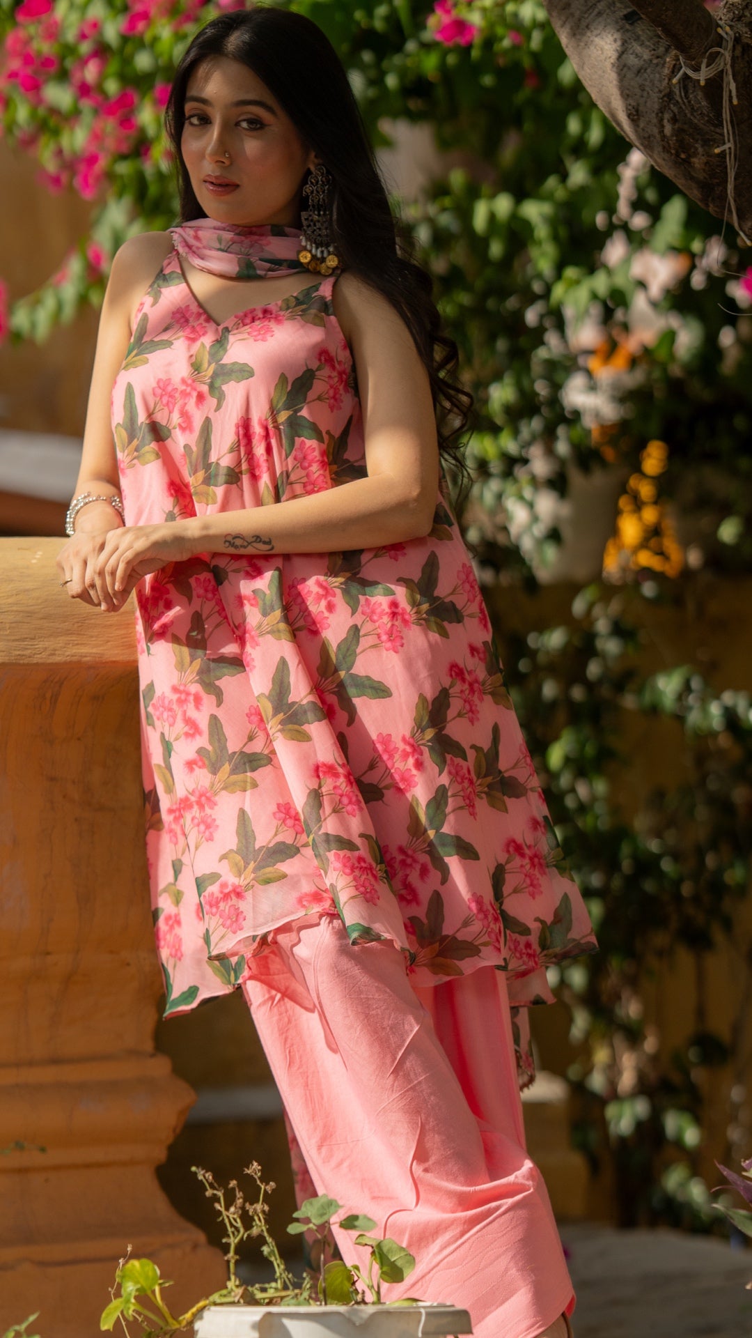 Pink Leaf Farshi Suit Set
